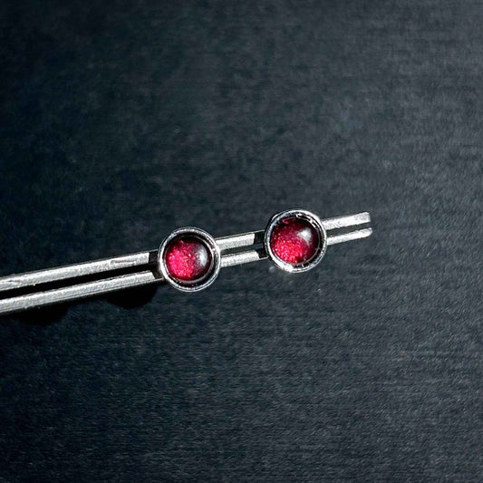Rare Rhodolite Purple Garnet Silver Stud Earrings
