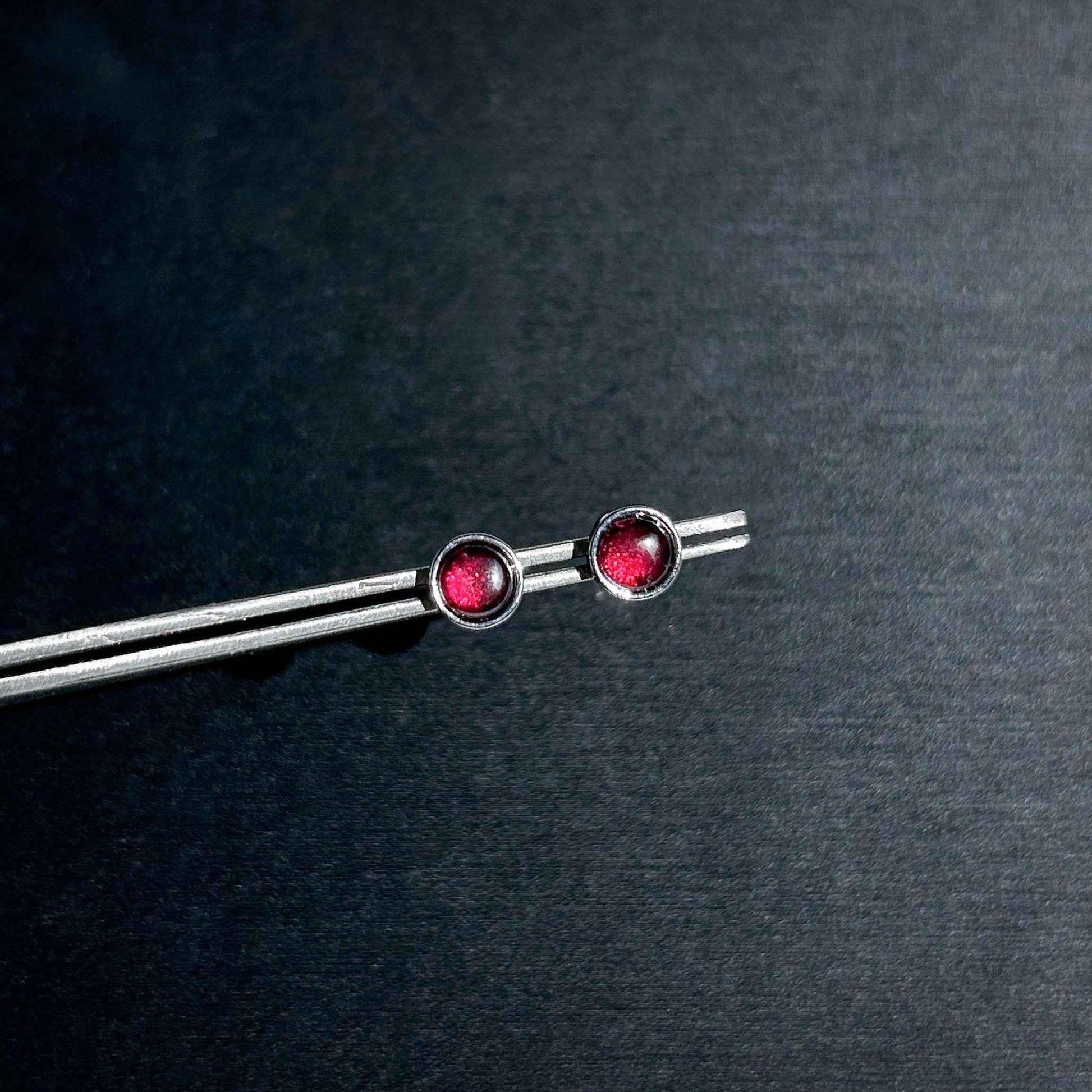 Rare Rhodolite Purple Garnet Silver Stud Earrings