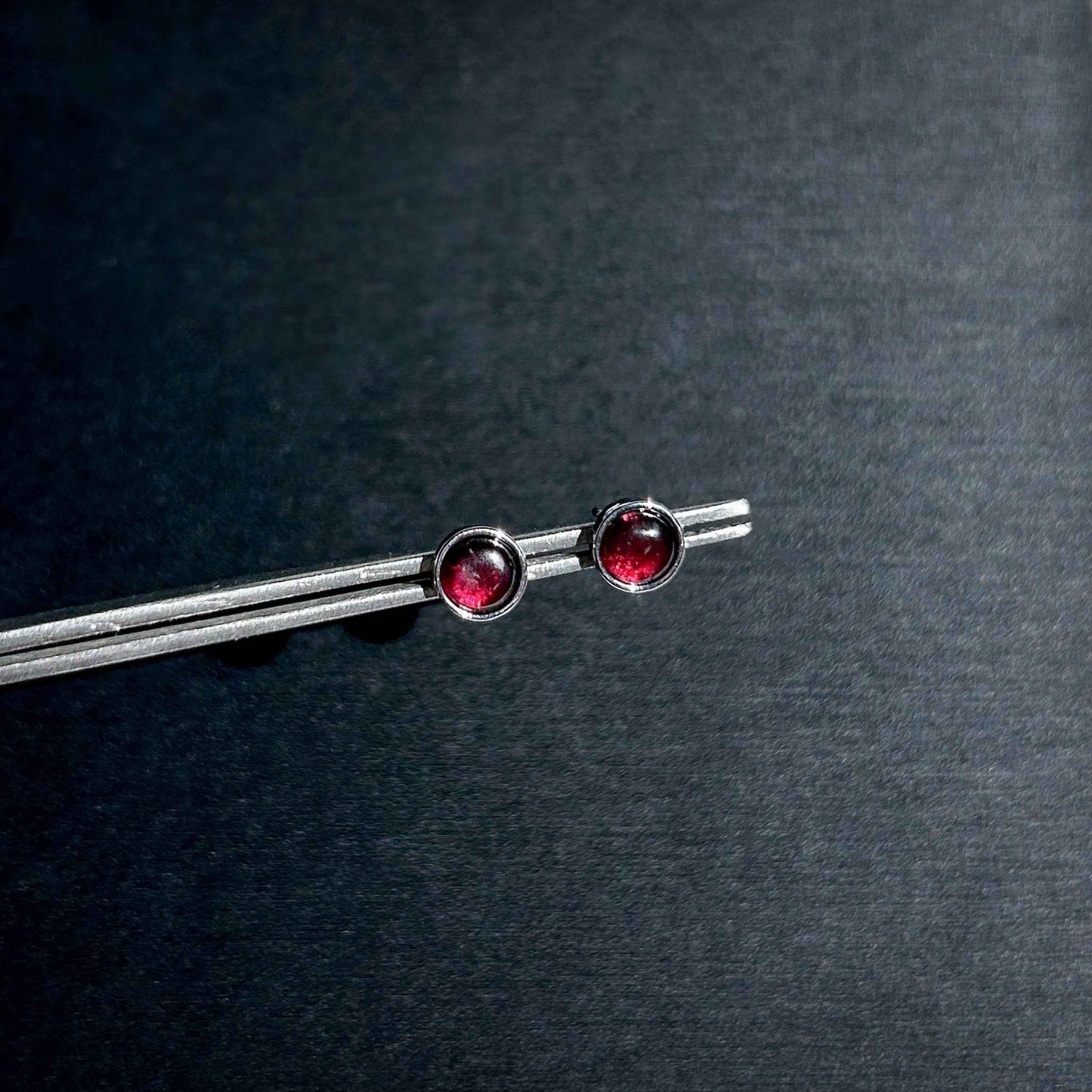 Rare Rhodolite Purple Garnet Silver Stud Earrings