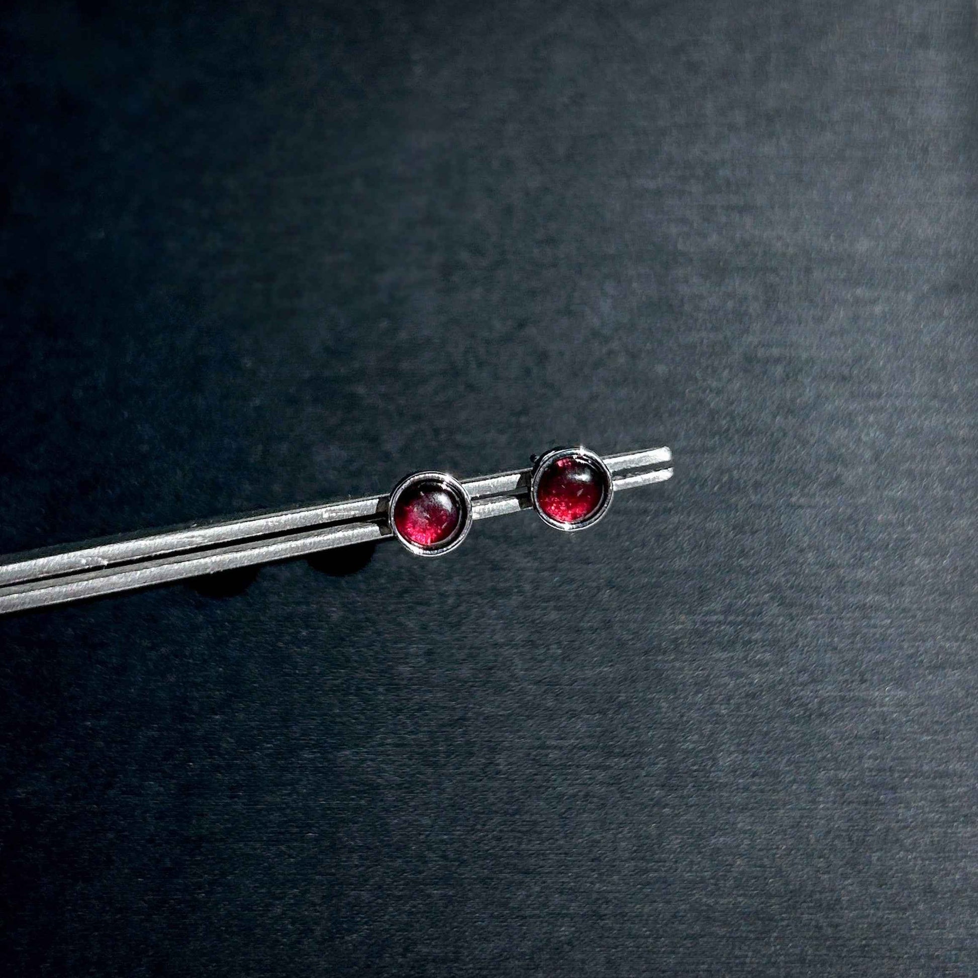 Rare Rhodolite Purple Garnet Silver Stud Earrings