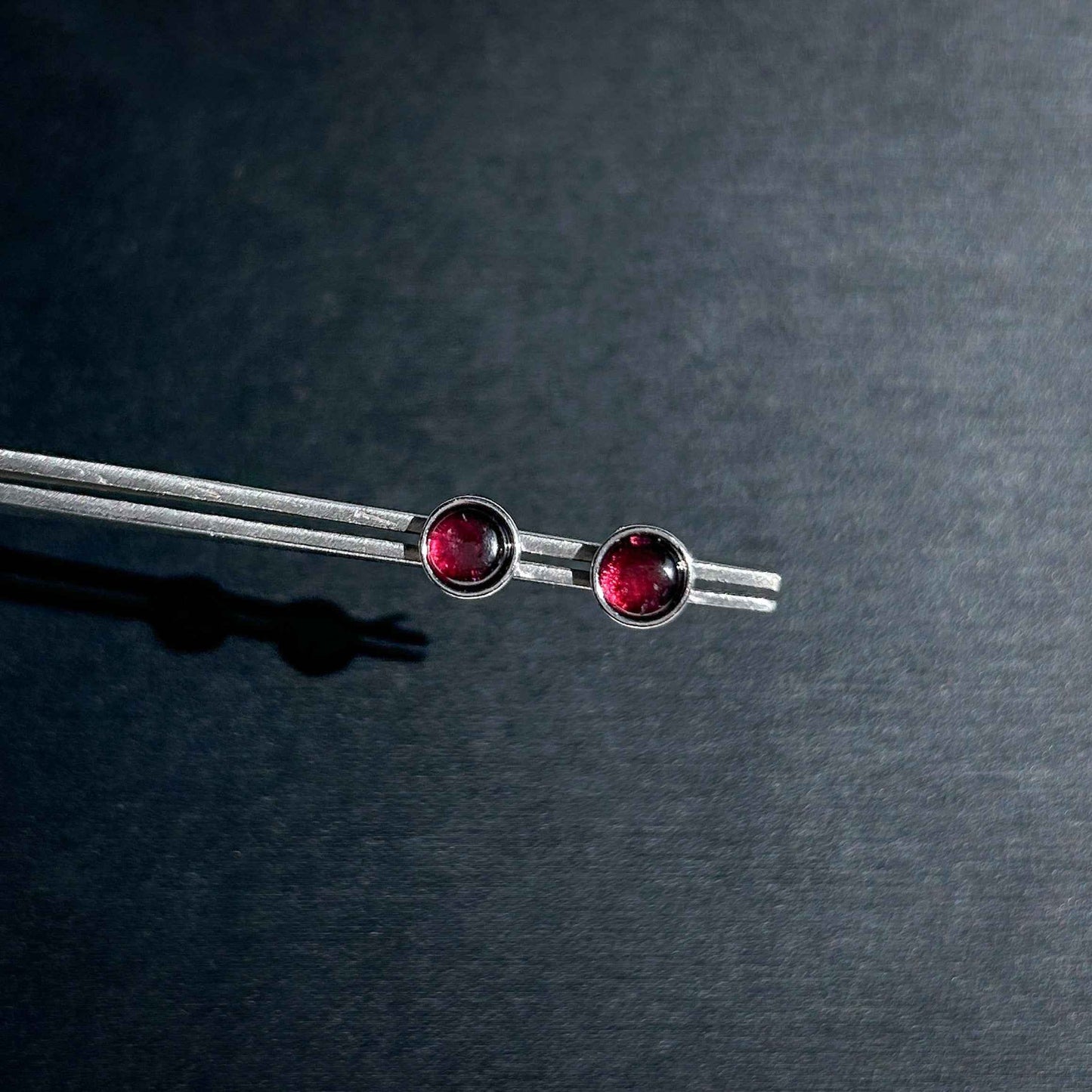 Rare Rhodolite Purple Garnet Silver Stud Earrings