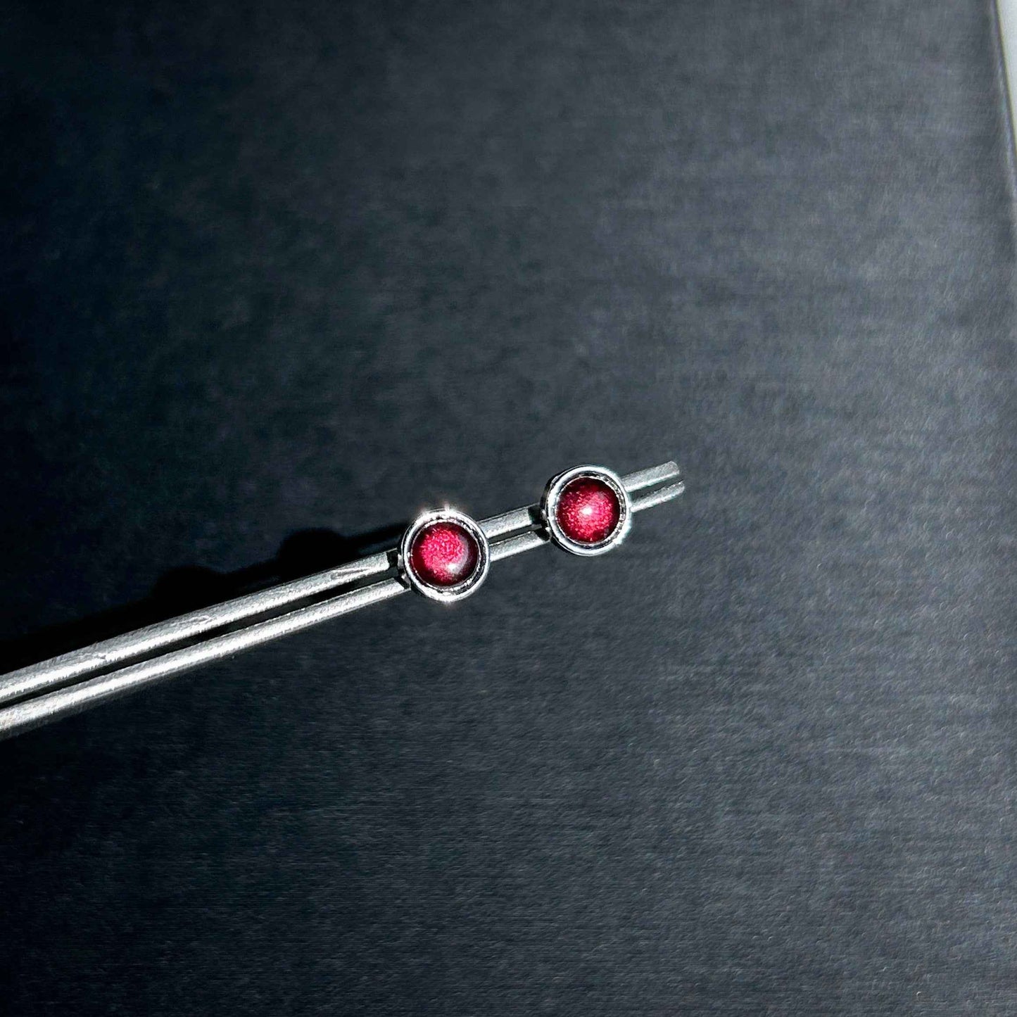 Rare Rhodolite Purple Garnet Silver Stud Earrings