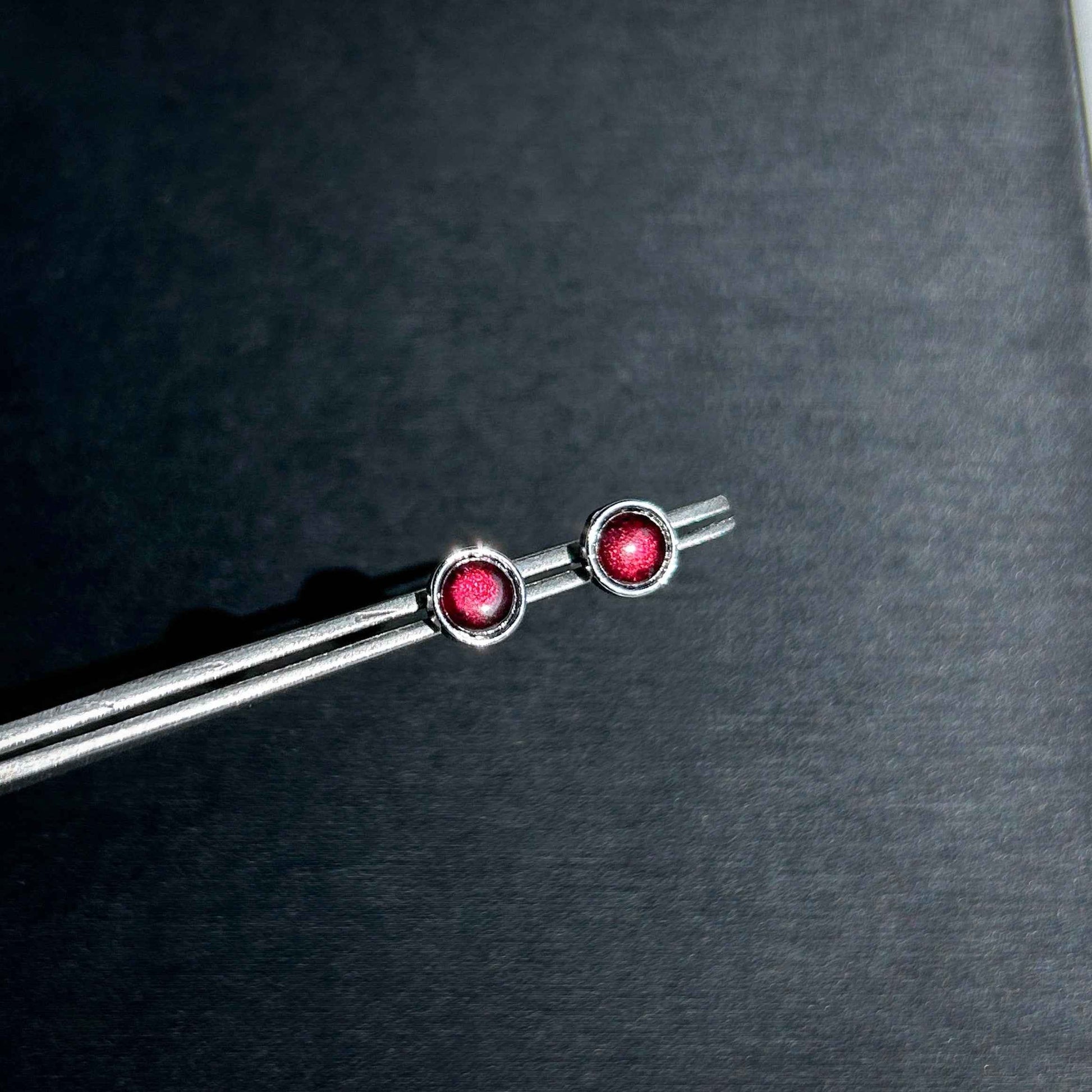 Rare Rhodolite Purple Garnet Silver Stud Earrings