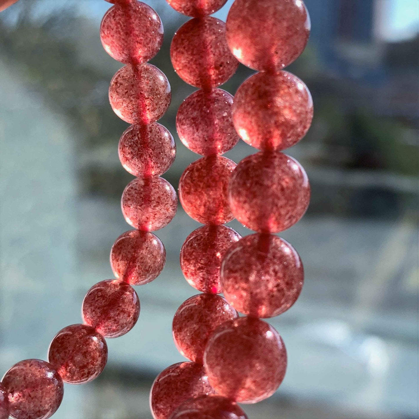 High Quality Strawberry Quartz Bracelet in 8 to 11MM