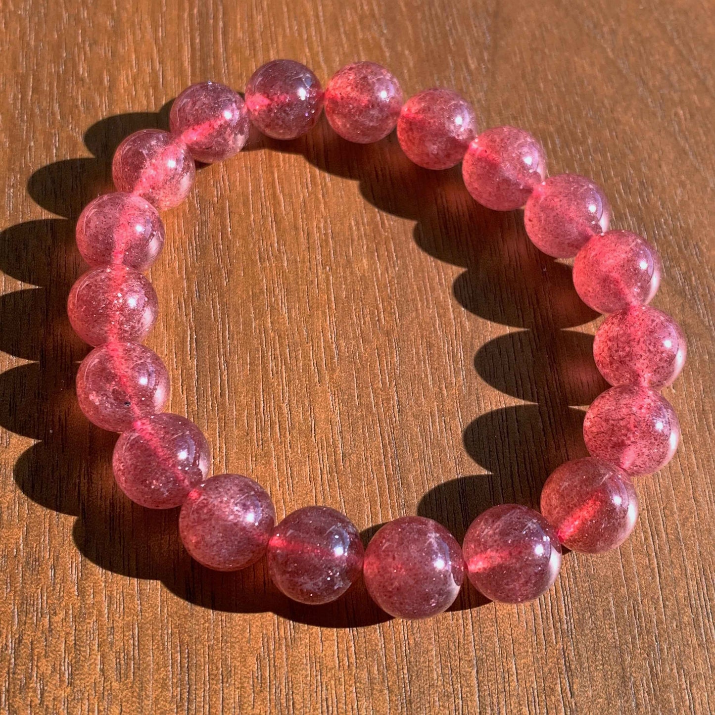 High Quality Strawberry Quartz Bracelet in 8 to 11MM