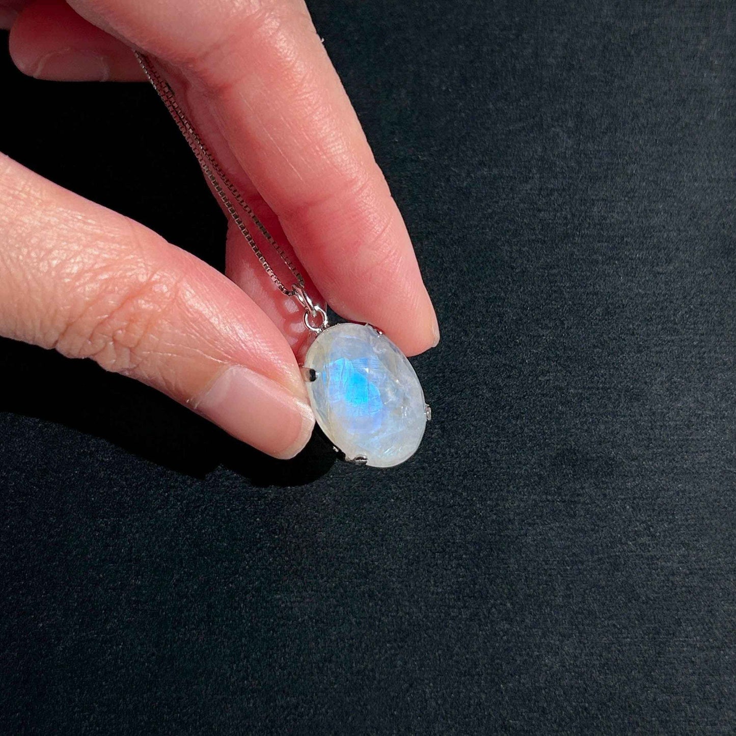 Faceted Blue Moonstone Silver Pendant (chain excluded)