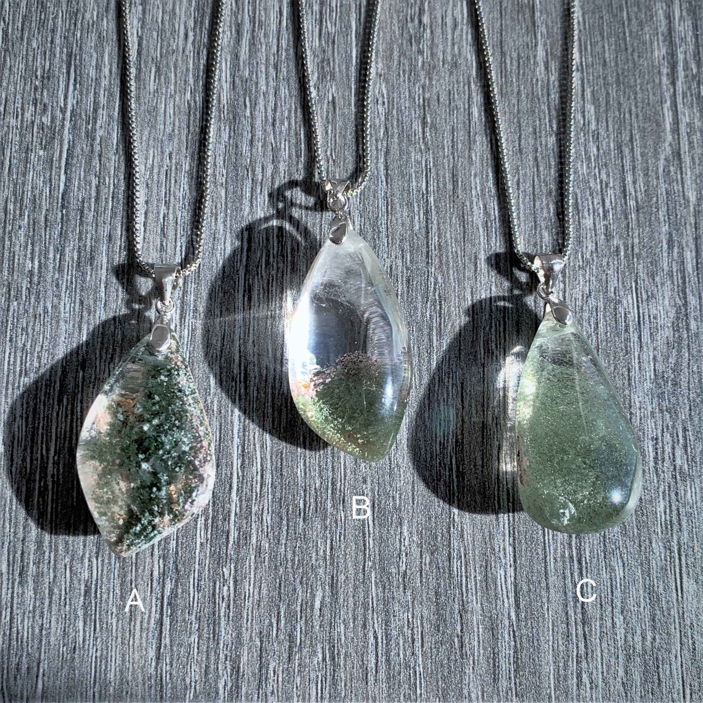 Green Garden Quartz Phantom Quartz Pendant (chain excluded)