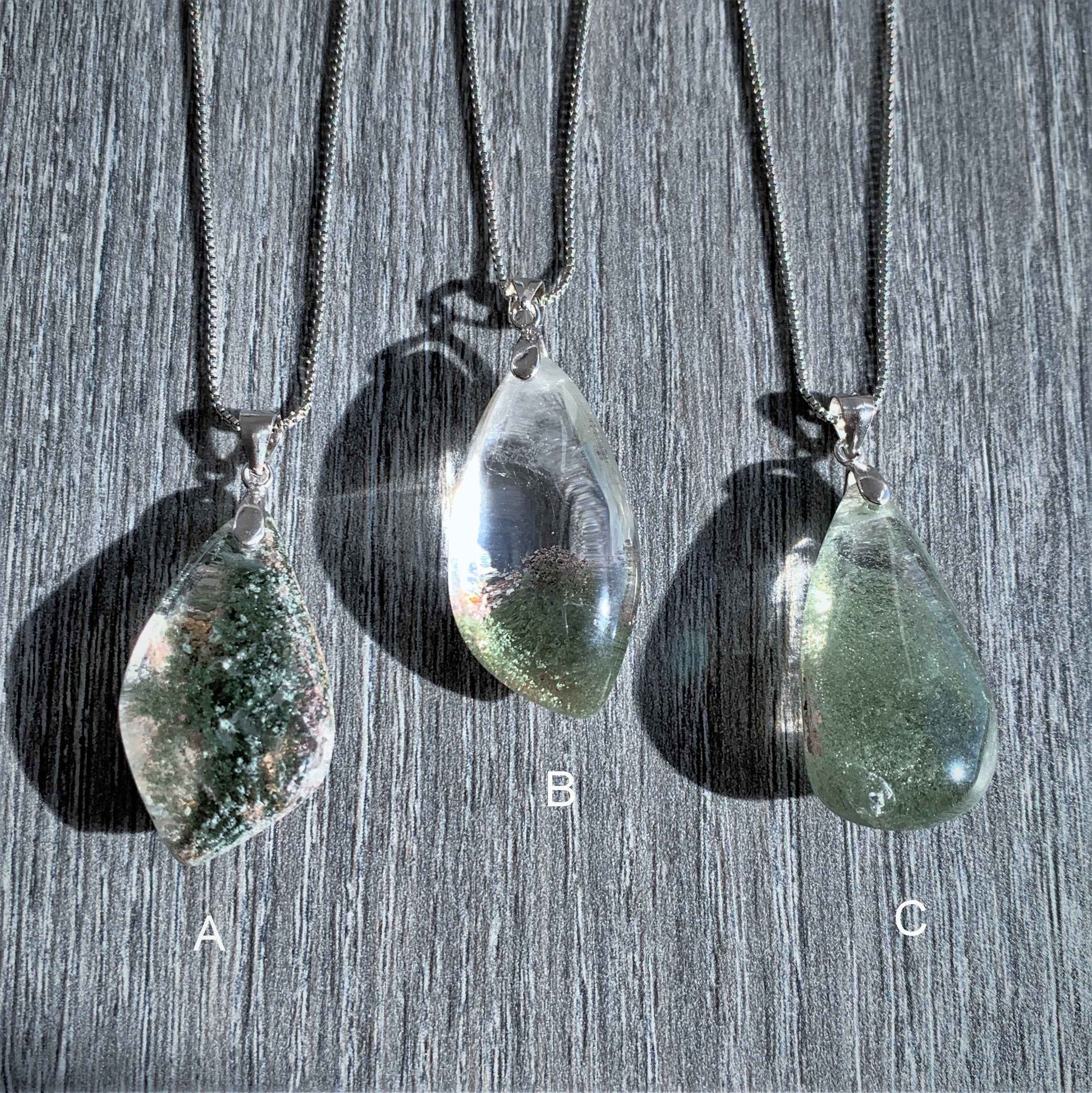 Green Garden Quartz Phantom Quartz Pendant (chain excluded)