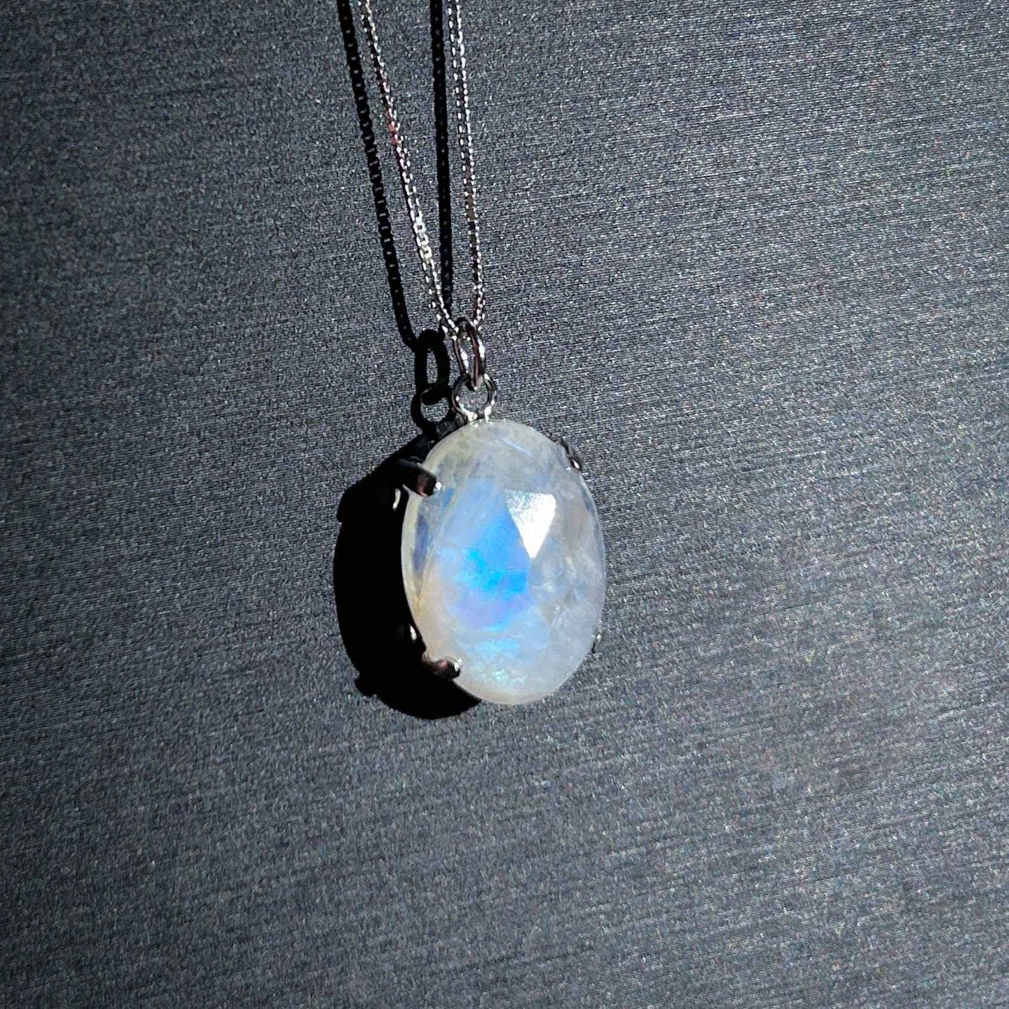 Faceted Blue Moonstone Silver Pendant (chain excluded)