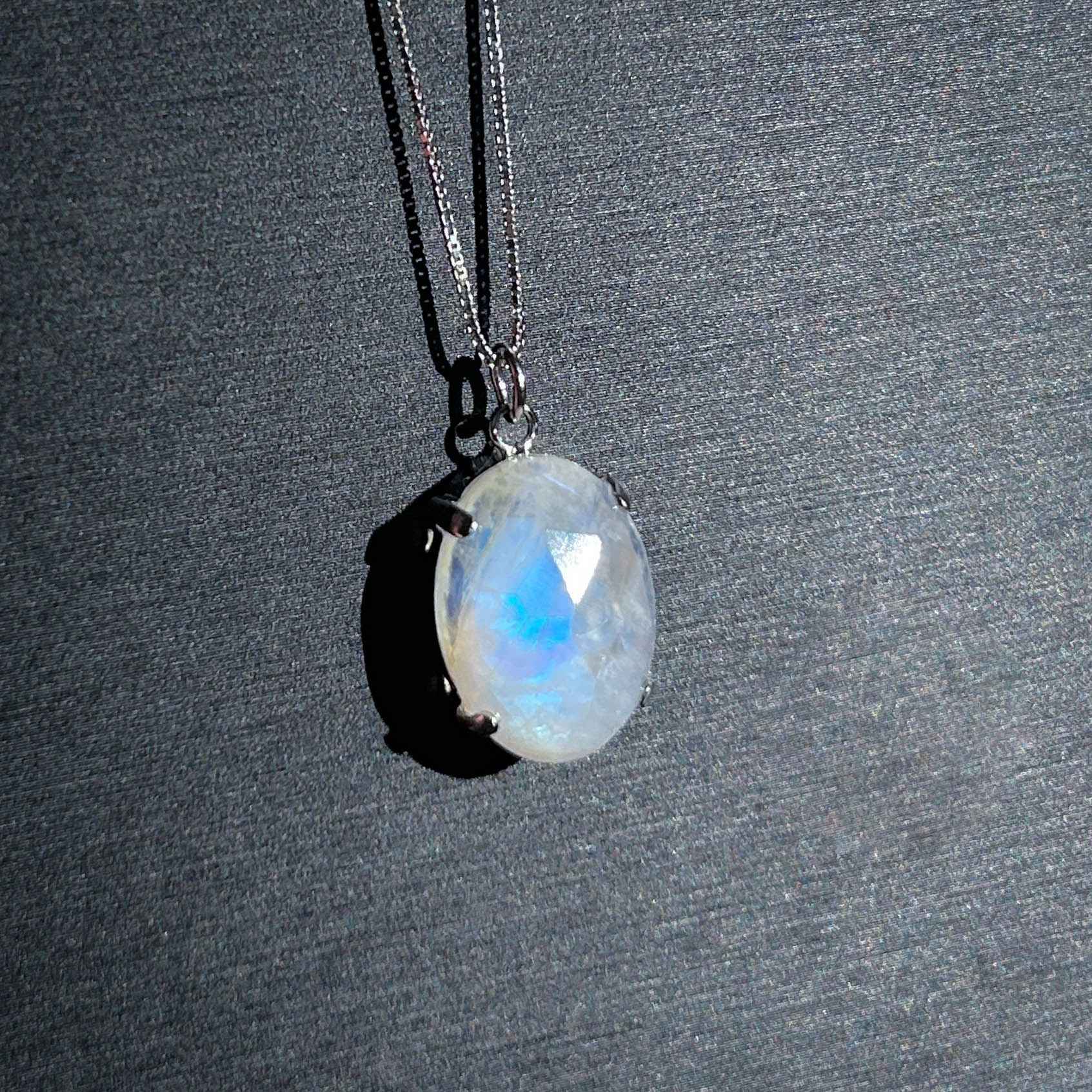 Faceted Blue Moonstone Silver Pendant (chain excluded)