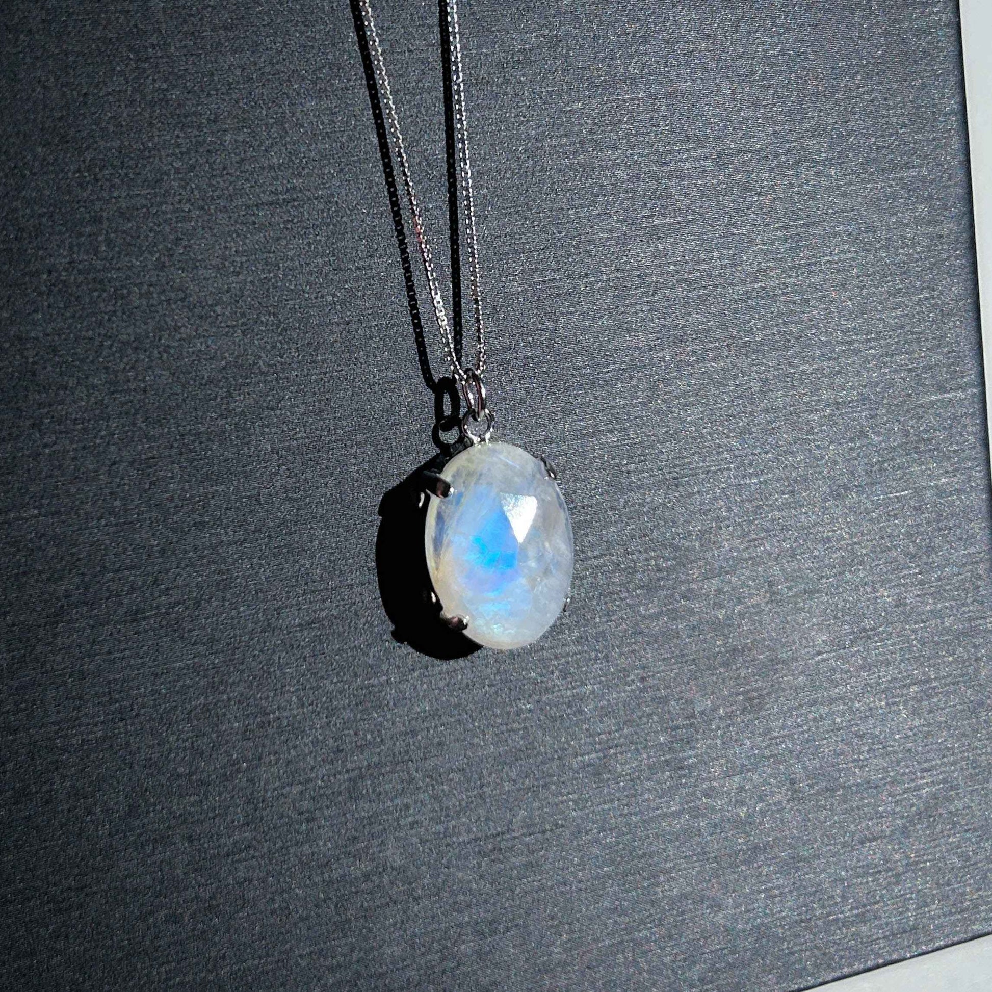 Faceted Blue Moonstone Silver Pendant (chain excluded)