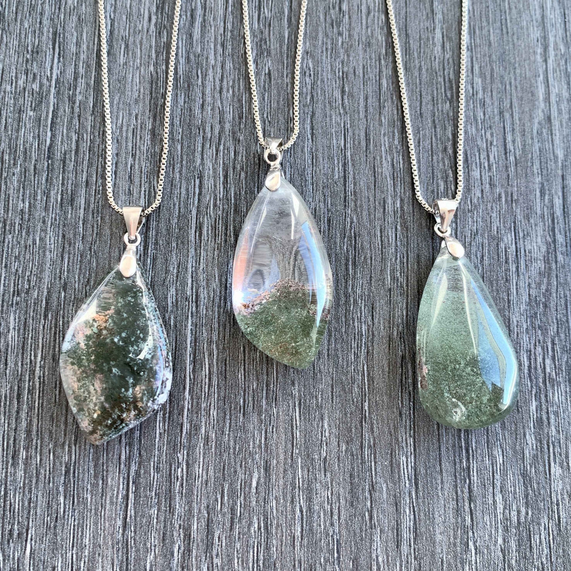 Green Garden Quartz Phantom Quartz Pendant (chain excluded)
