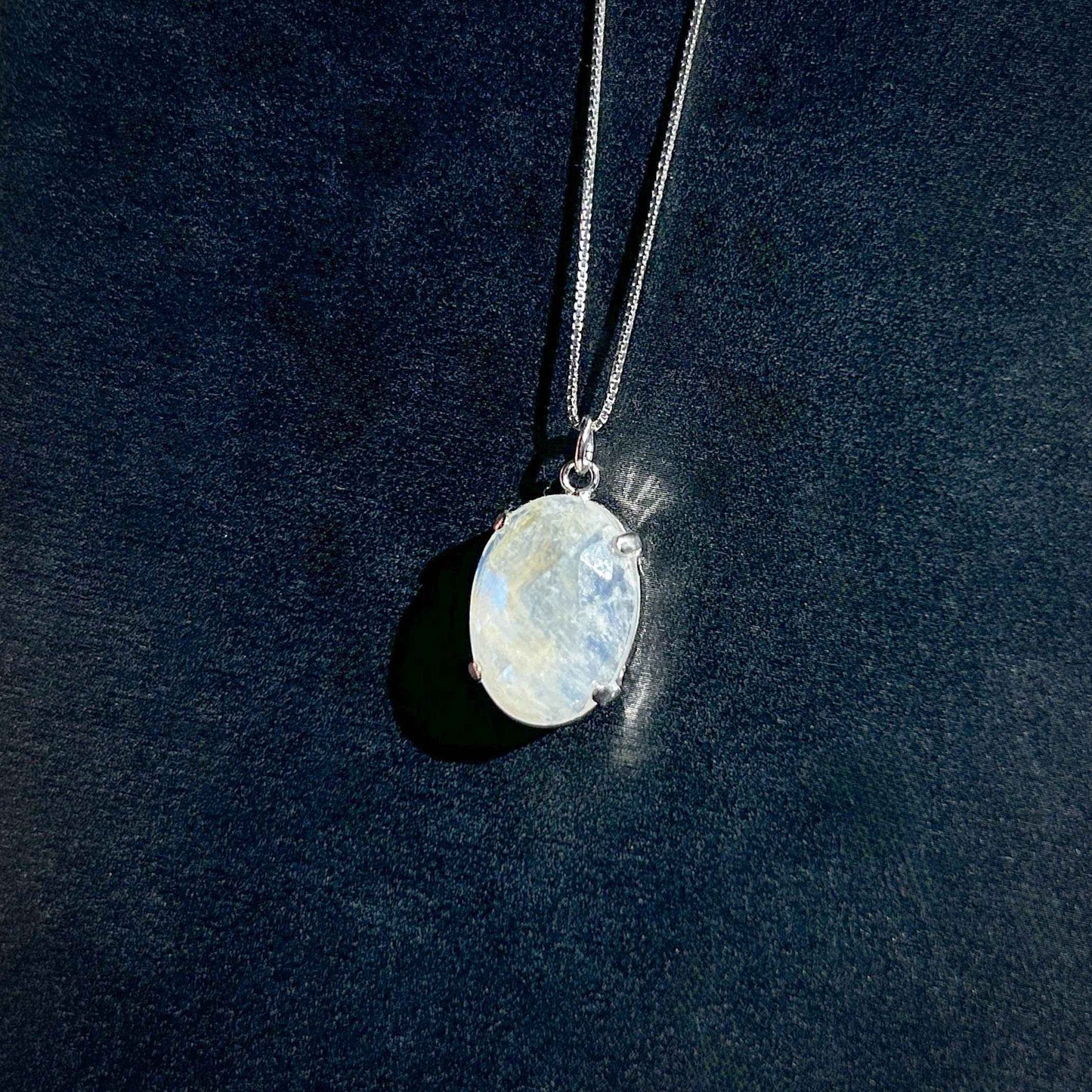 Faceted Blue Moonstone Silver Pendant (chain excluded)