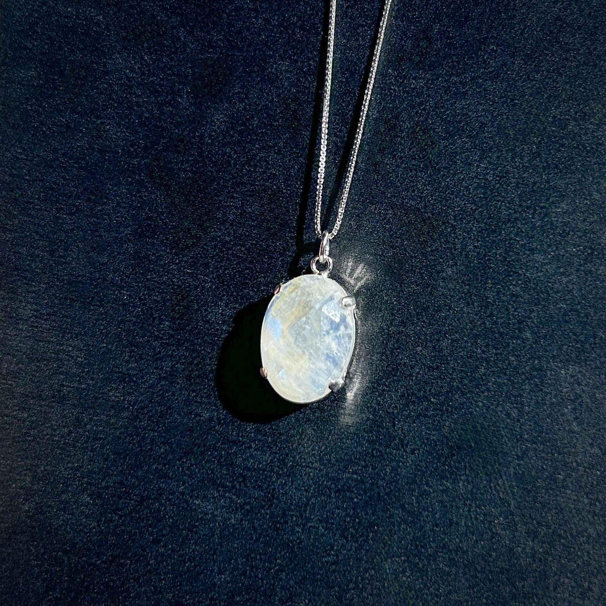 Faceted Blue Moonstone Silver Pendant (chain excluded)