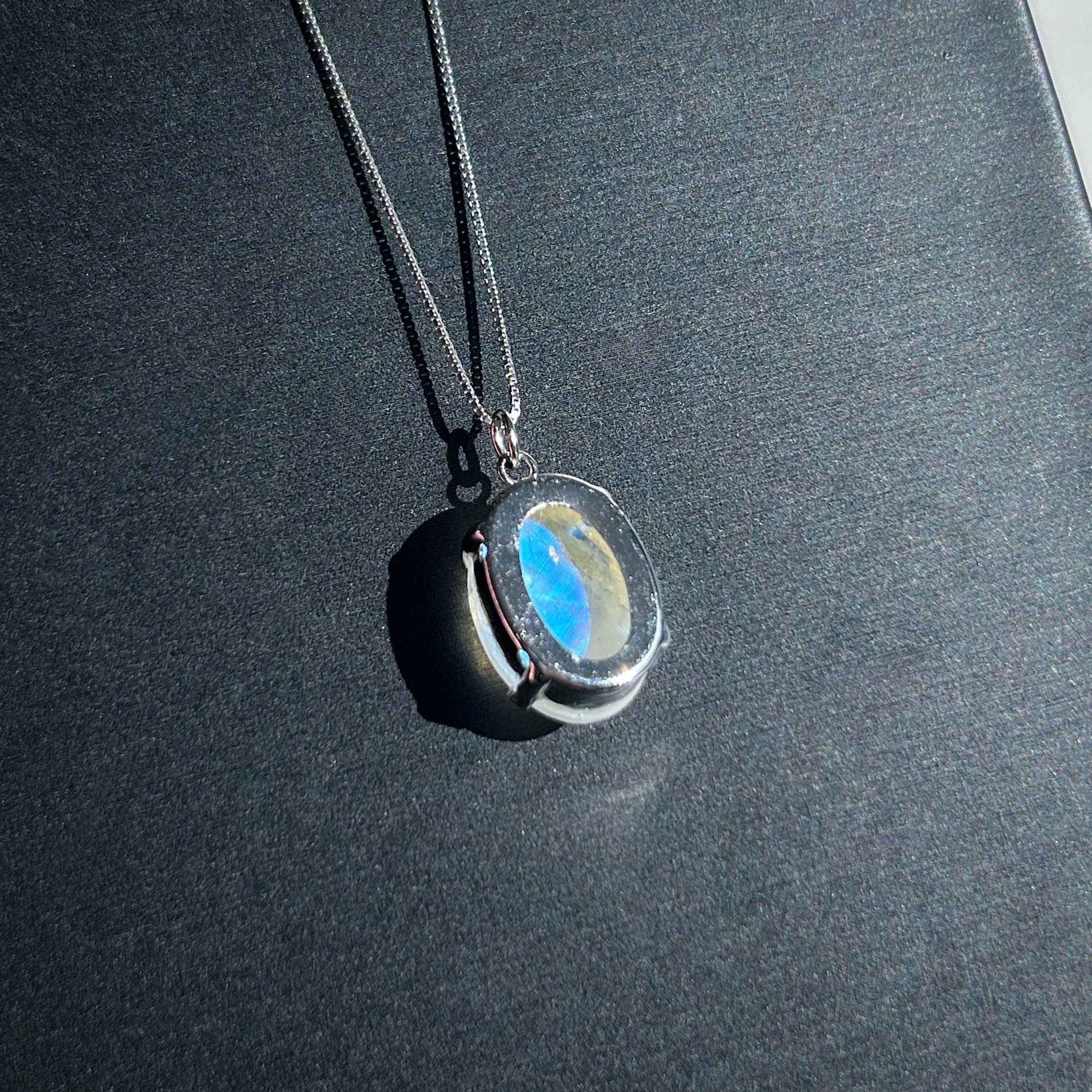 Faceted Blue Moonstone Silver Pendant (chain excluded)