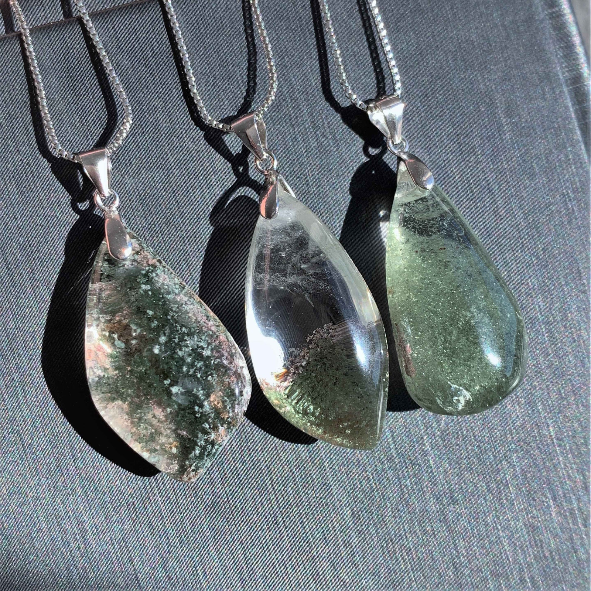 Green Garden Quartz Phantom Quartz Pendant (chain excluded)