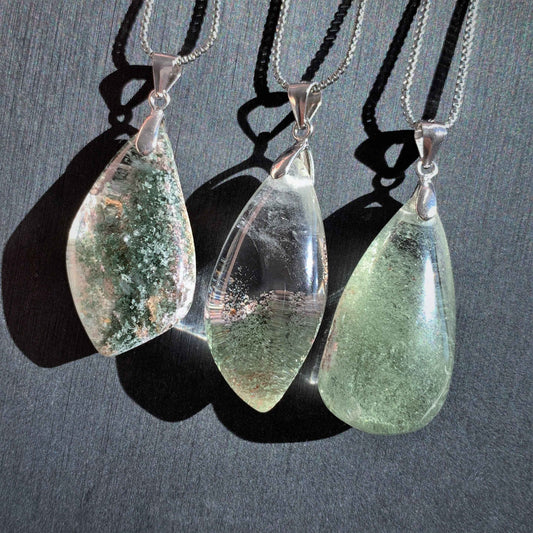 Green Garden Quartz Phantom Quartz Pendant (chain excluded)