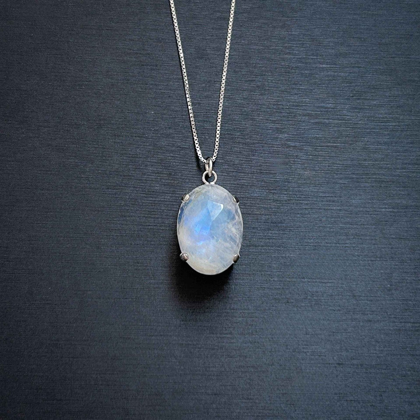 Faceted Blue Moonstone Silver Pendant (chain excluded)