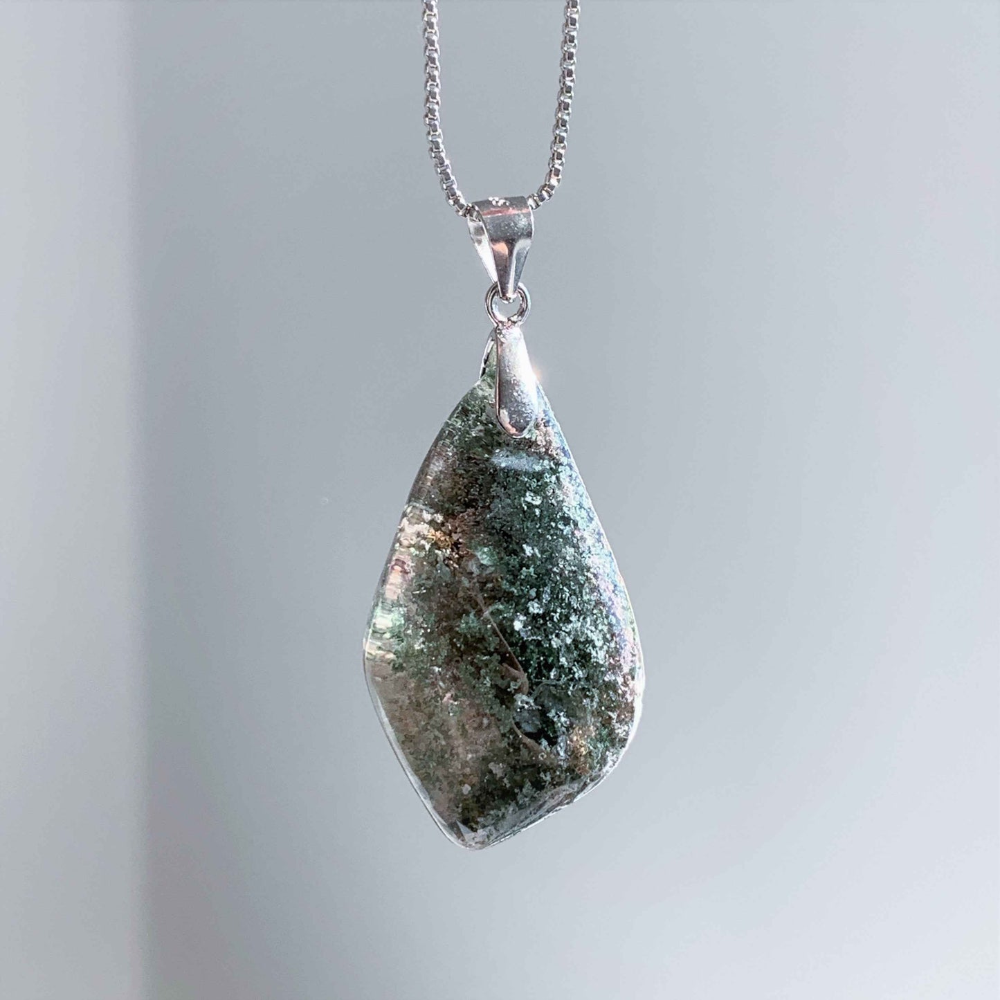 Green Garden Quartz Phantom Quartz Pendant (chain excluded)