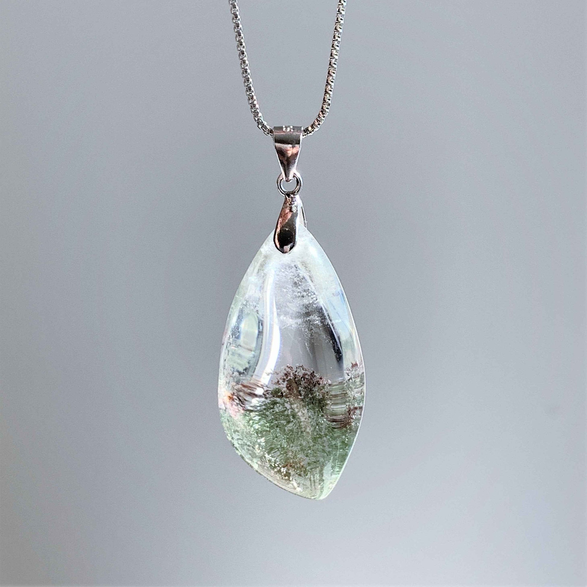 Green Garden Quartz Phantom Quartz Pendant (chain excluded)