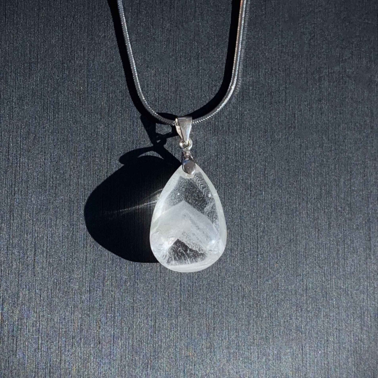 Rare High Quality White Phantom Quartz 925 Sterling Silver Pendant in Pyramid Pattern (chain excluded)