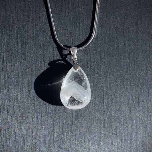 Rare High Quality White Phantom Quartz 925 Sterling Silver Pendant in Pyramid Pattern (chain excluded)