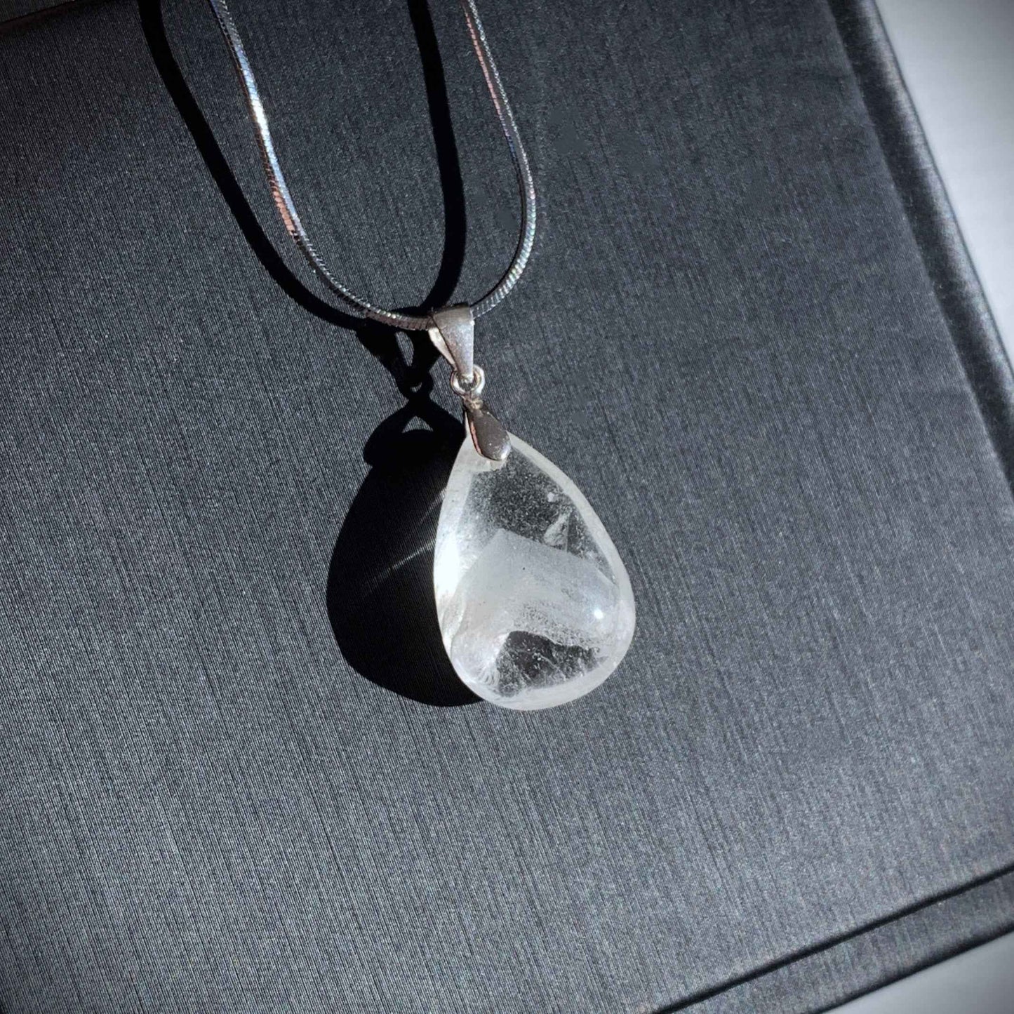 Rare High Quality White Phantom Quartz 925 Sterling Silver Pendant in Pyramid Pattern (chain excluded)