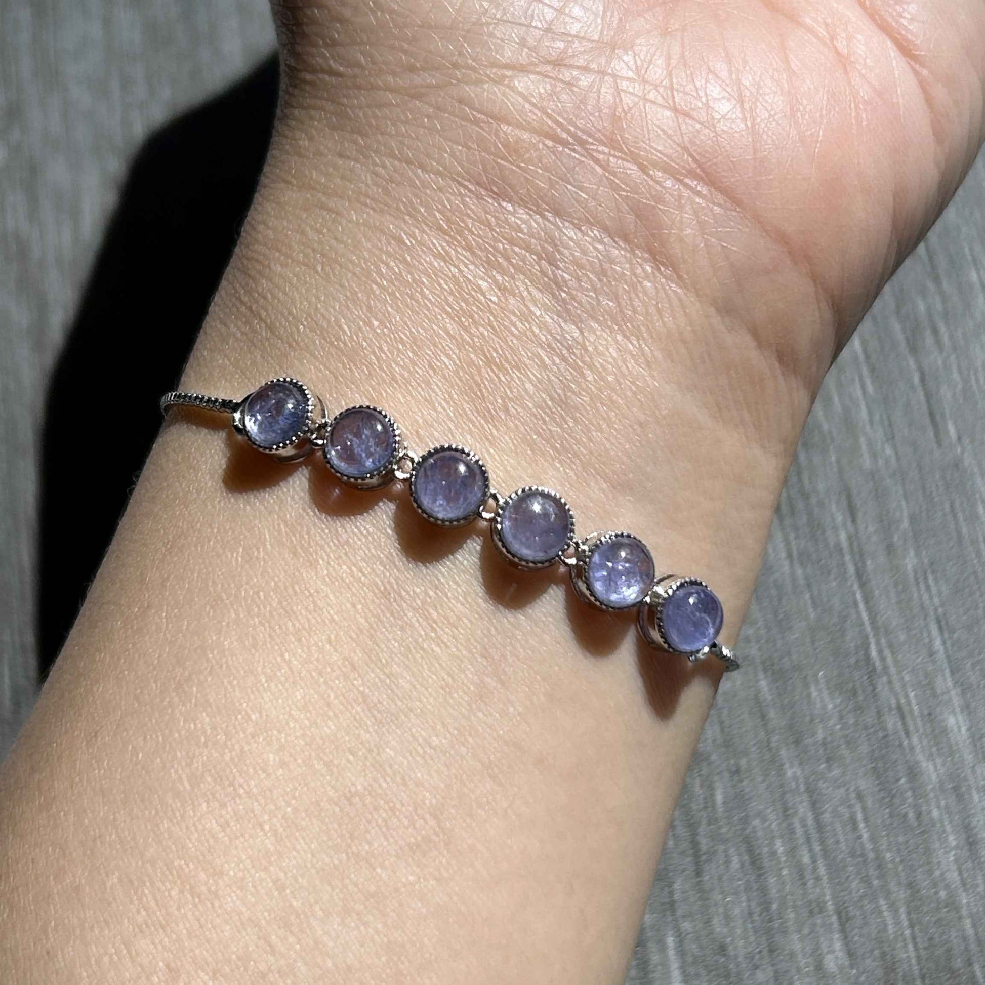 High Quality Tanzanite Adjustable 925 Sterling Silver Bracelet