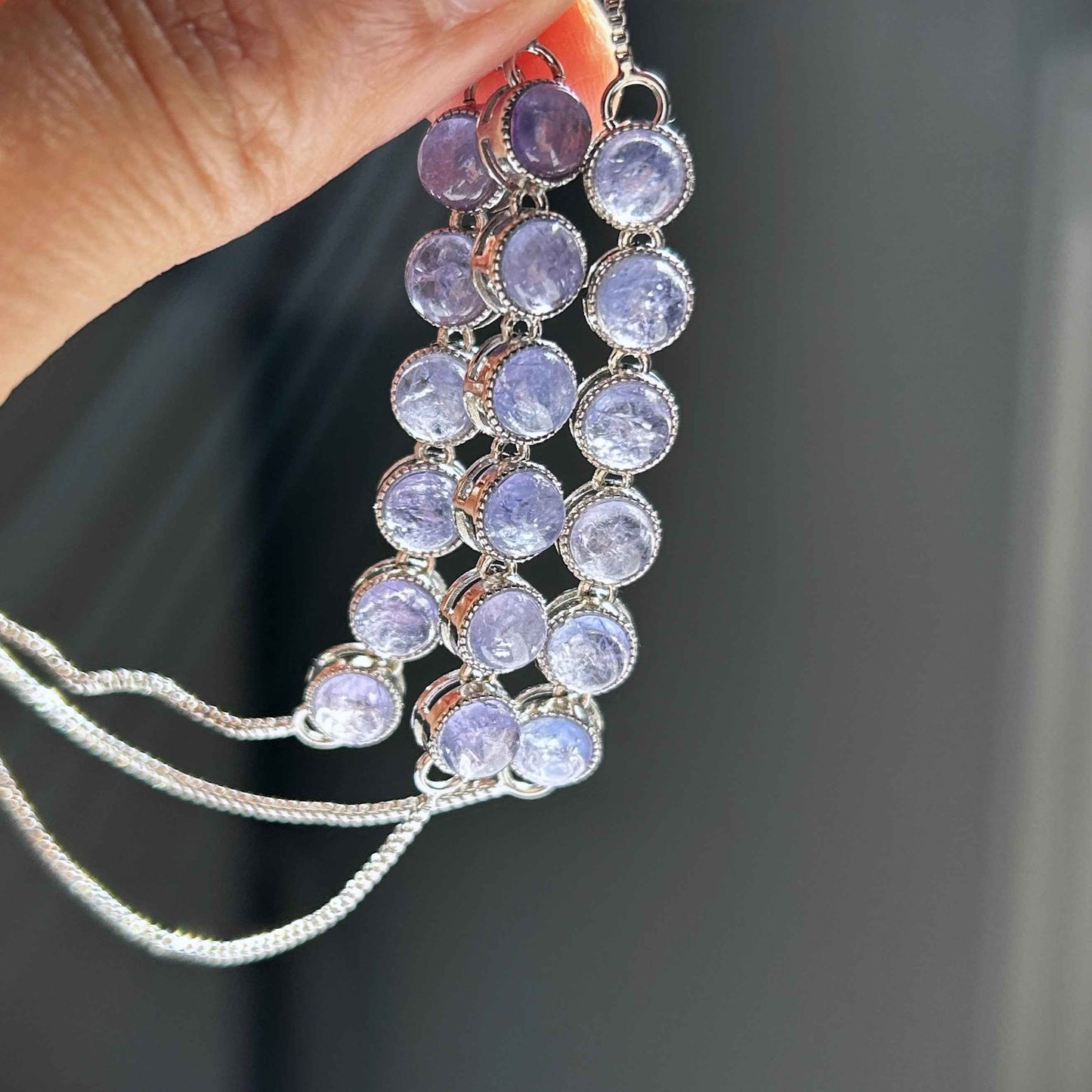 High Quality Tanzanite Adjustable 925 Sterling Silver Bracelet