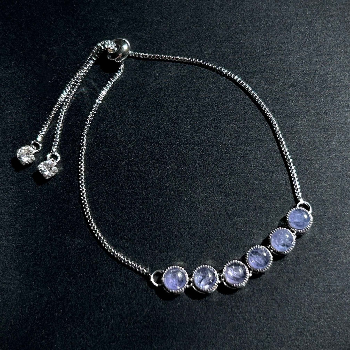 High Quality Tanzanite Adjustable 925 Sterling Silver Bracelet