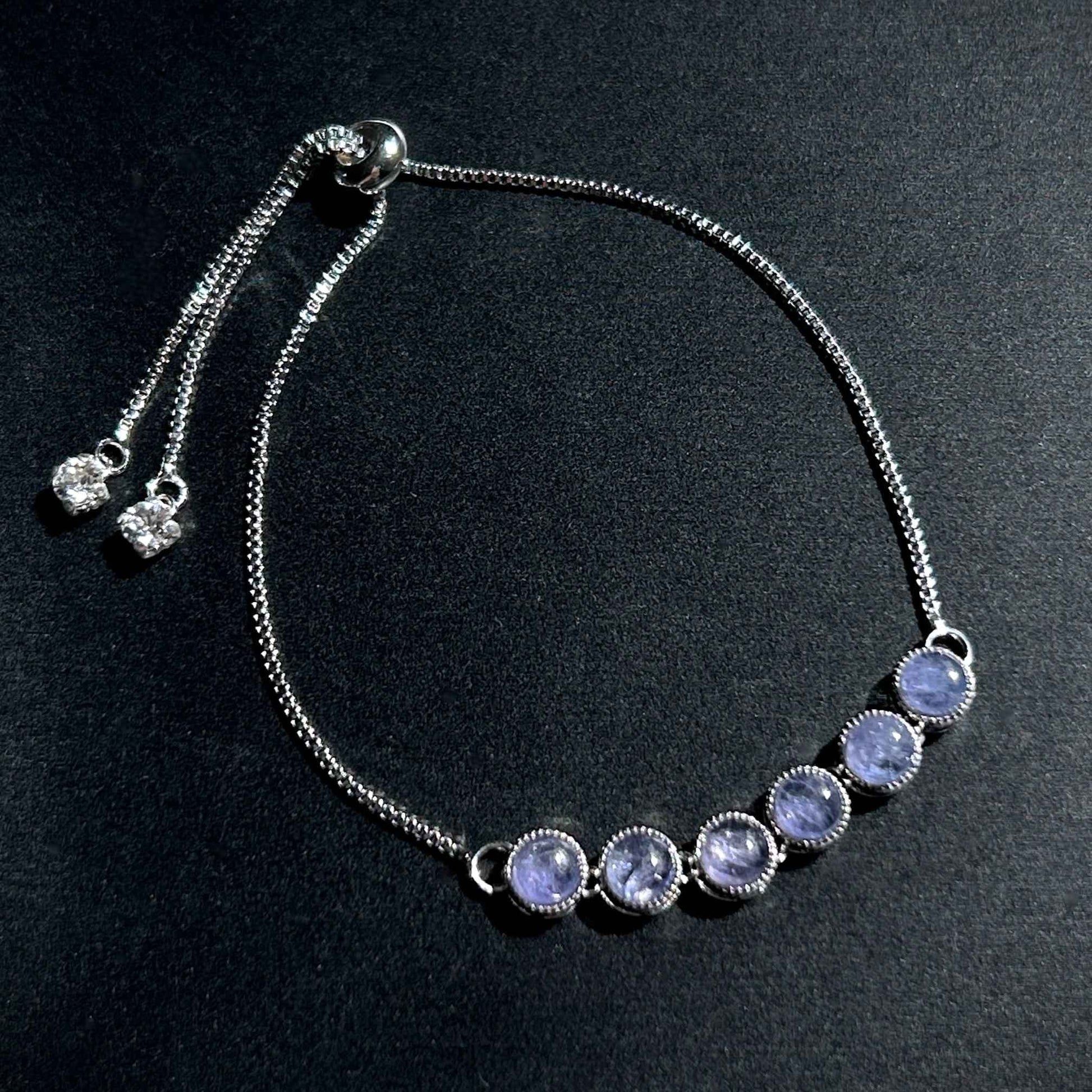 High Quality Tanzanite Adjustable 925 Sterling Silver Bracelet