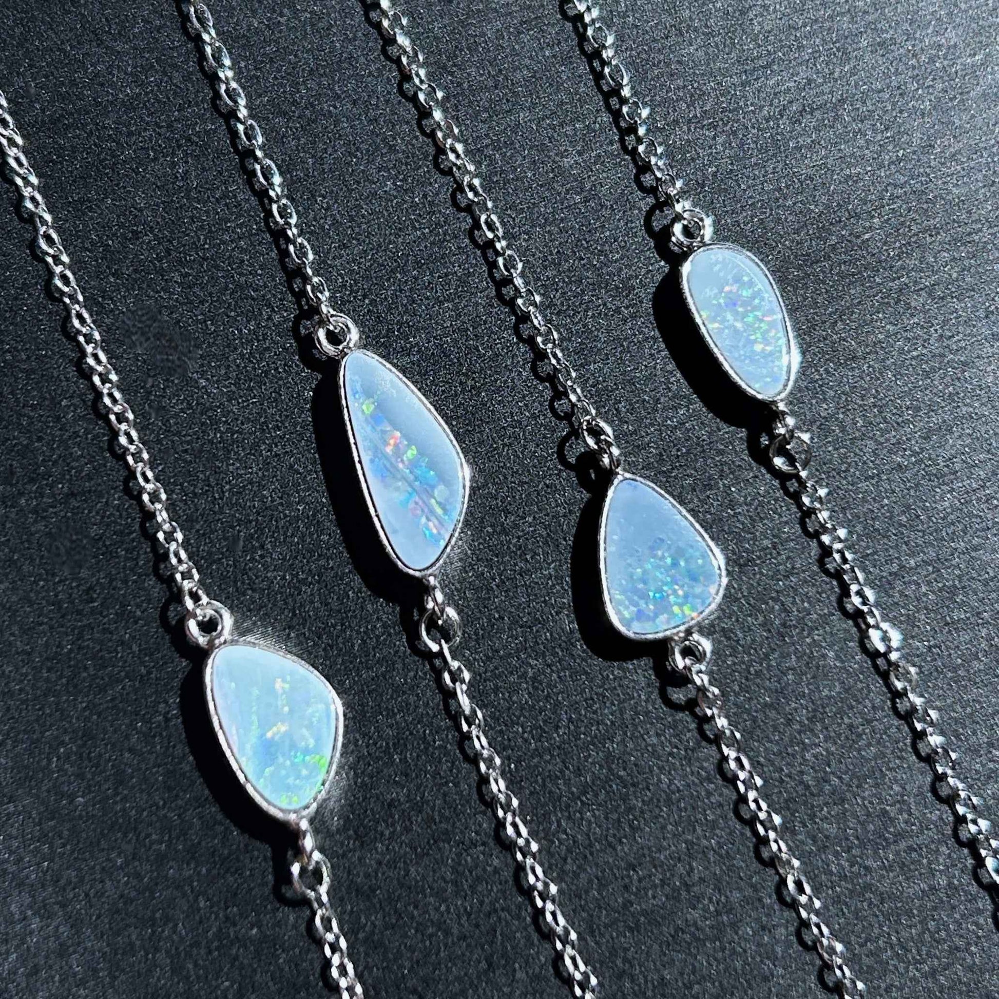 High Quality Australian Blue Opal Bracelet Silver Adjustable Bracelet