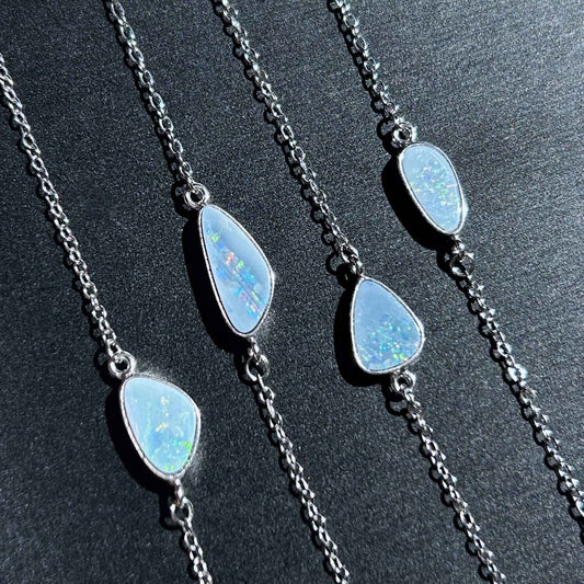 High Quality Australian Blue Opal Bracelet Silver Adjustable Bracelet