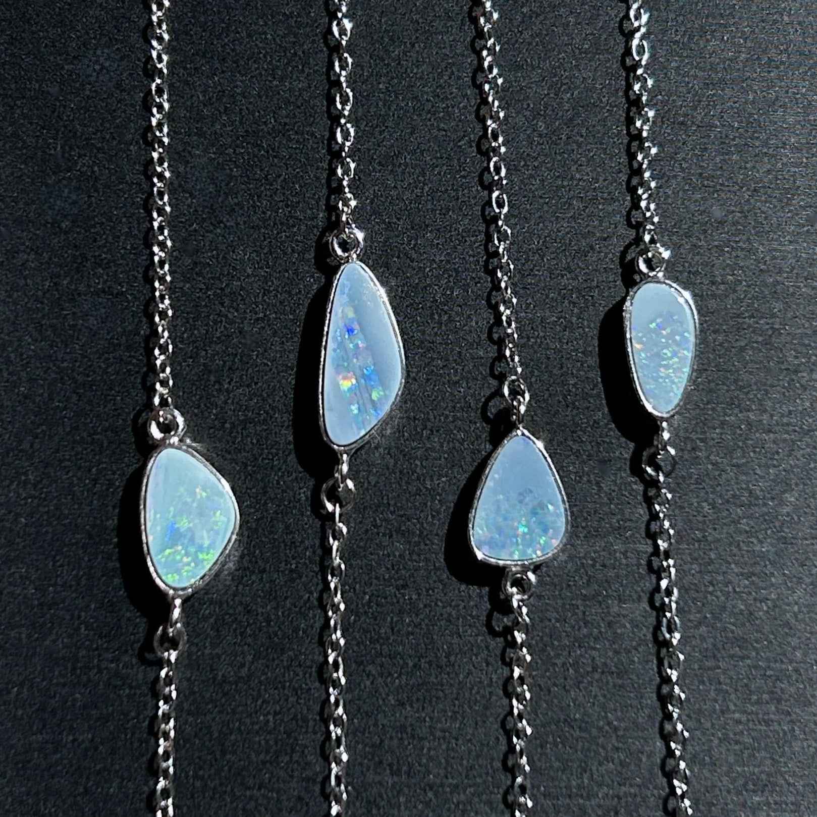 High Quality Australian Blue Opal Bracelet Silver Adjustable Bracelet