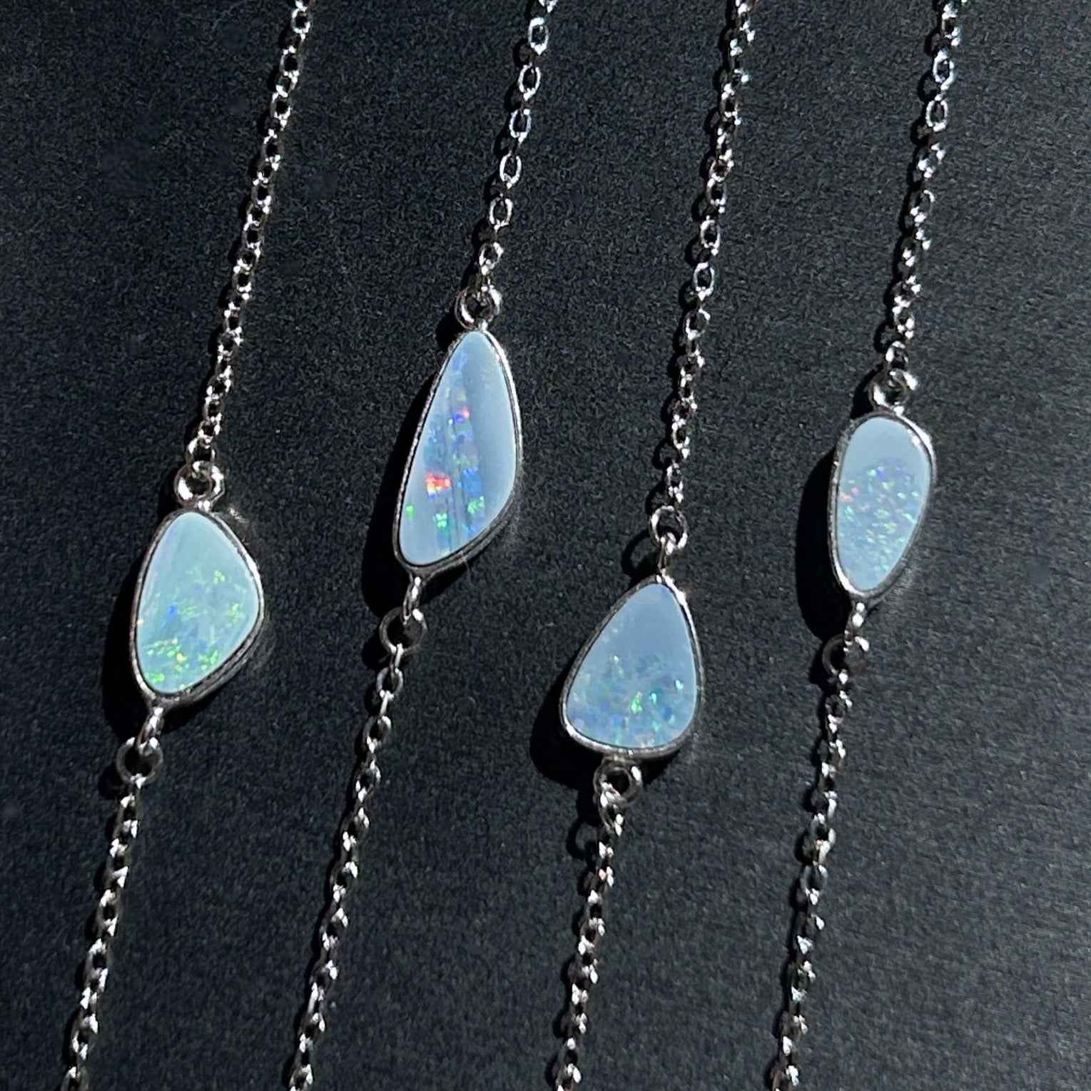 High Quality Australian Blue Opal Bracelet Silver Adjustable Bracelet