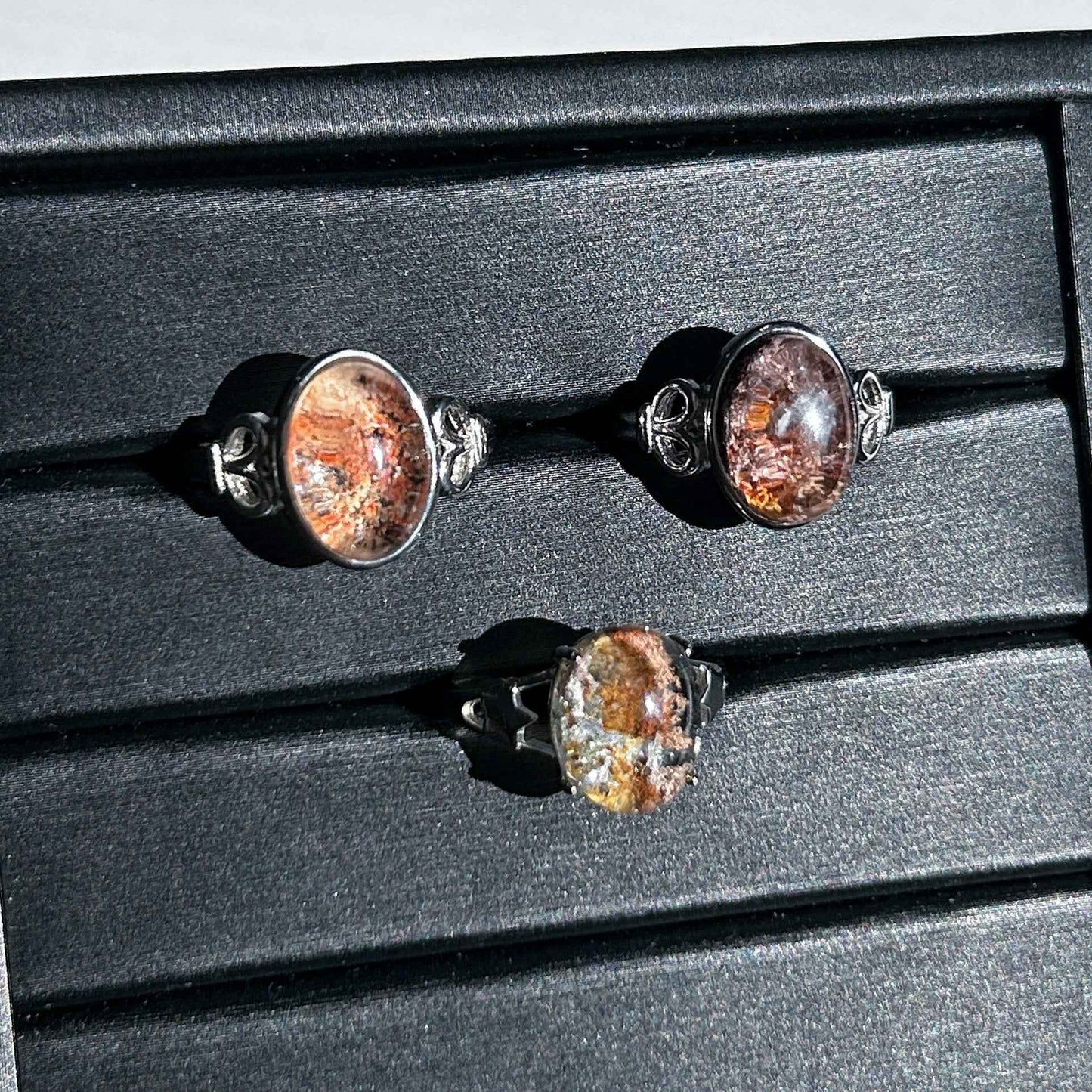 Garden Quartz Phantom Quartz Adjustable Silver Ring