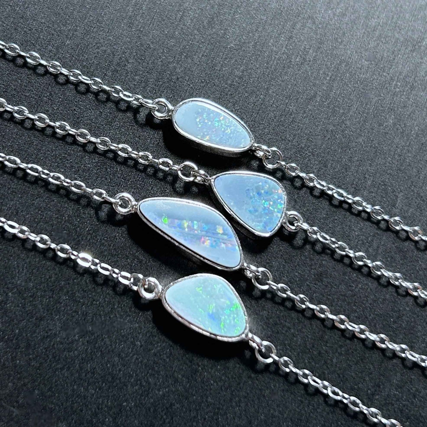 High Quality Australian Blue Opal Bracelet Silver Adjustable Bracelet