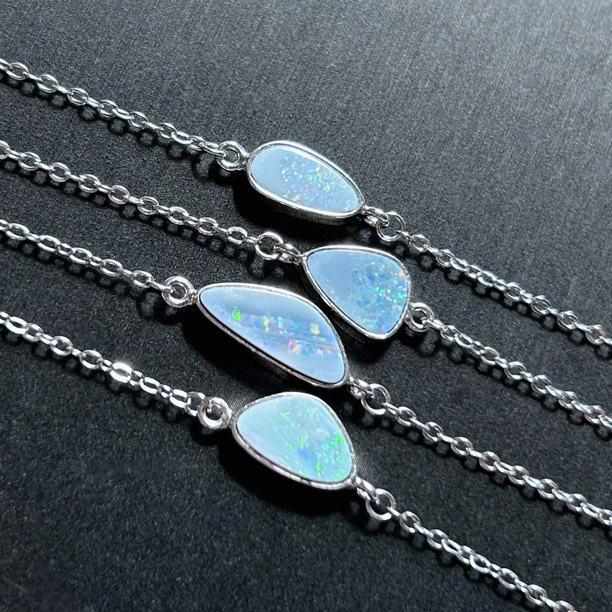 High Quality Australian Blue Opal Bracelet Silver Adjustable Bracelet