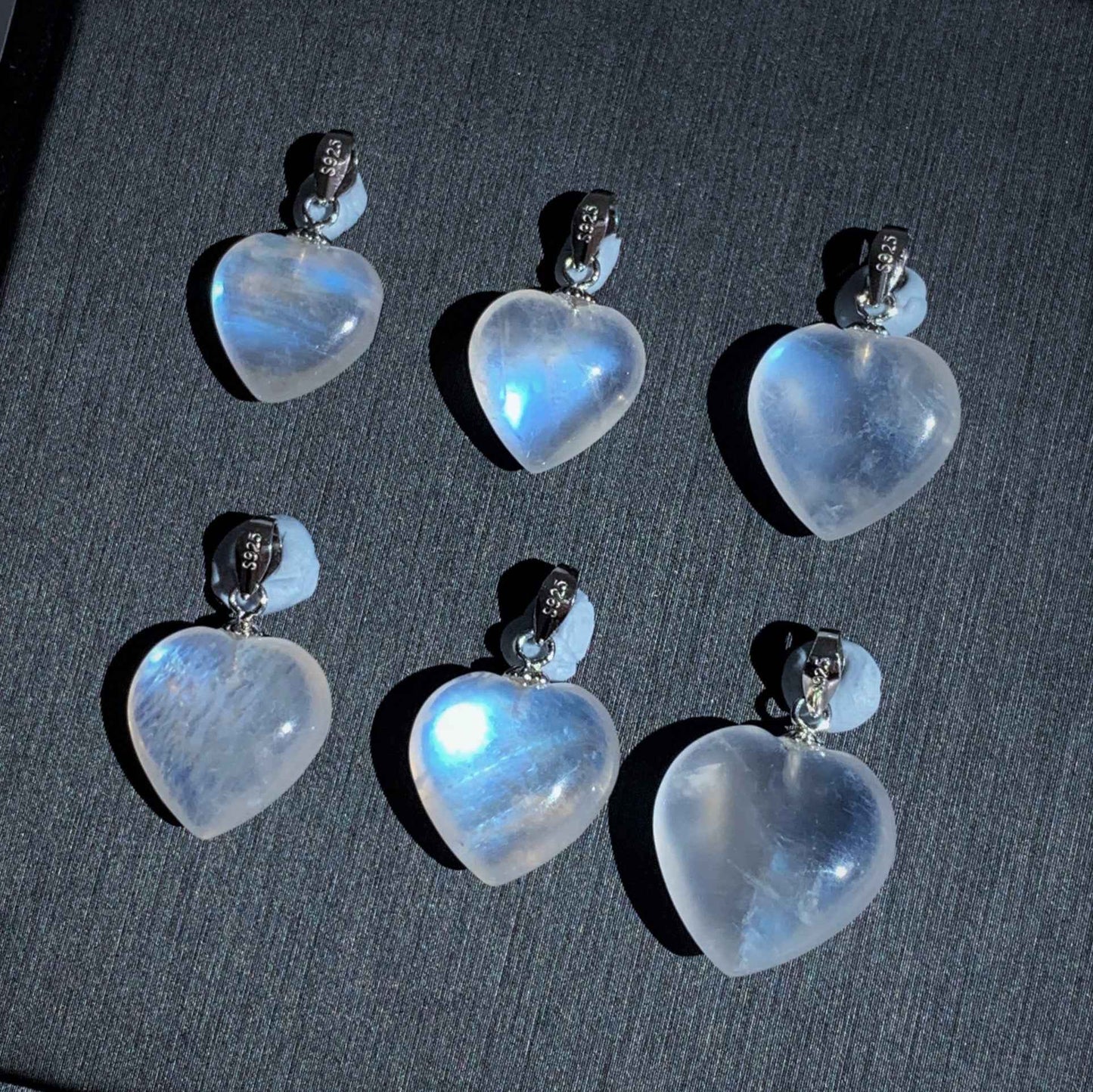 High Quality Blue Moonstone in Heart Silver Pendant (chain excluded)