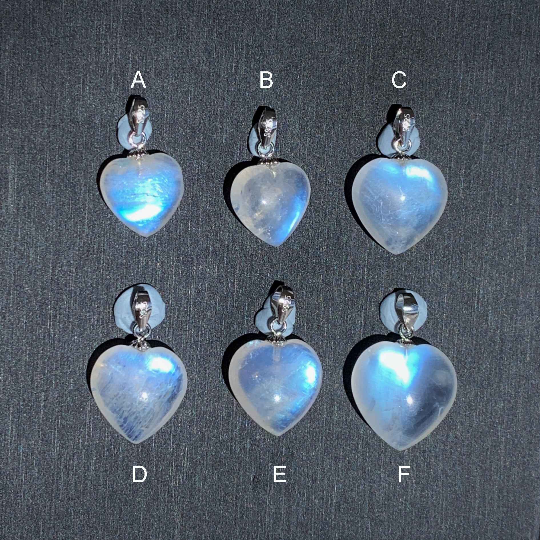 High Quality Blue Moonstone in Heart Silver Pendant (chain excluded)
