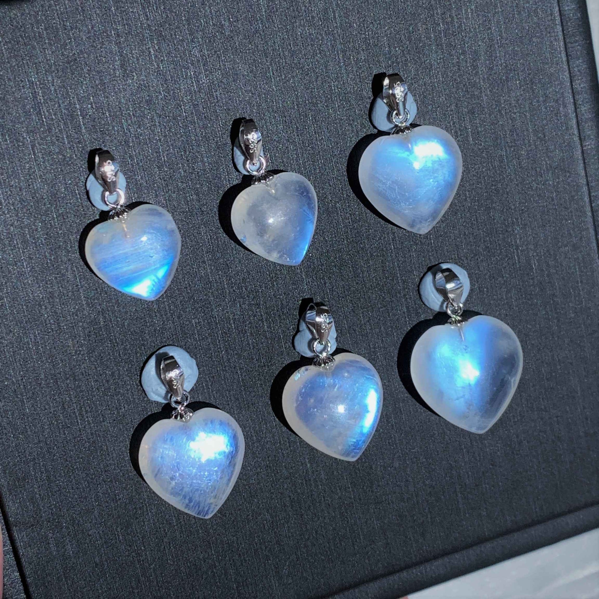 High Quality Blue Moonstone in Heart Silver Pendant (chain excluded)