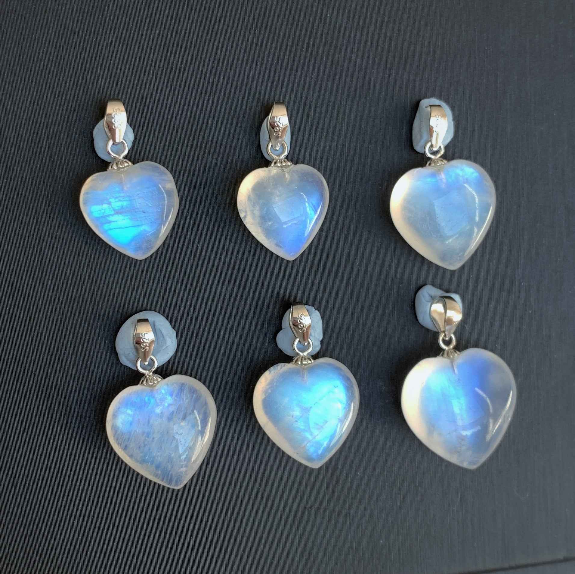 High Quality Blue Moonstone in Heart Silver Pendant (chain excluded)