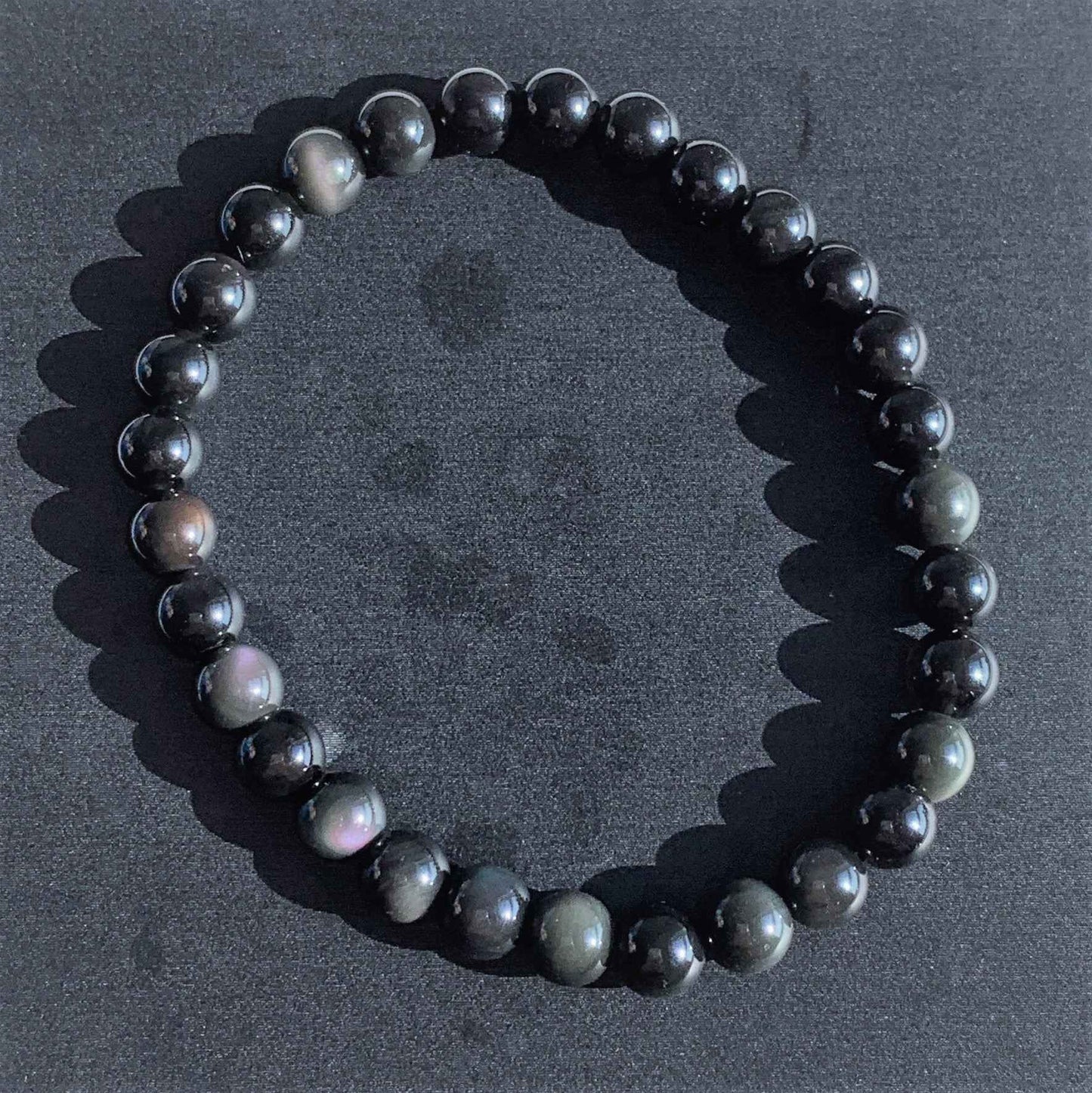 Natural Obsidian Rainbow Bracelet in 6 to 12MM