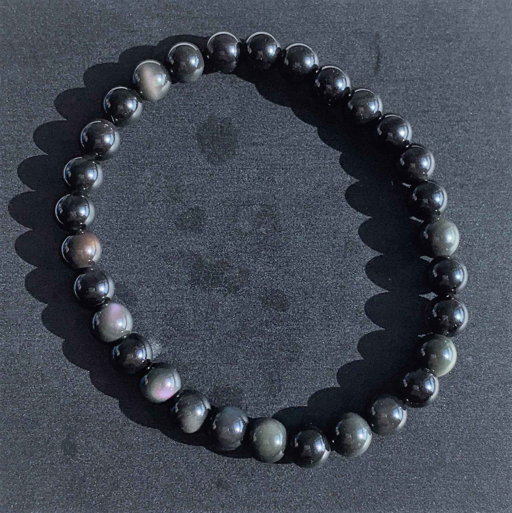 Natural Obsidian Rainbow Bracelet in 6 to 12MM