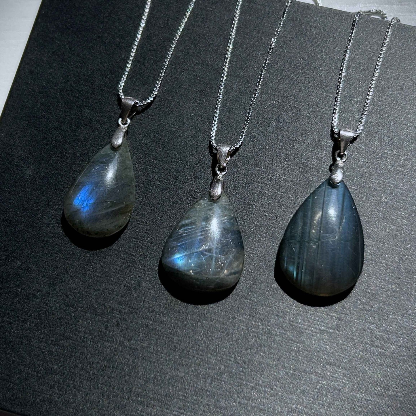 Rare Black Labradorite with Blue Light Silver Pendant (chain excluded)