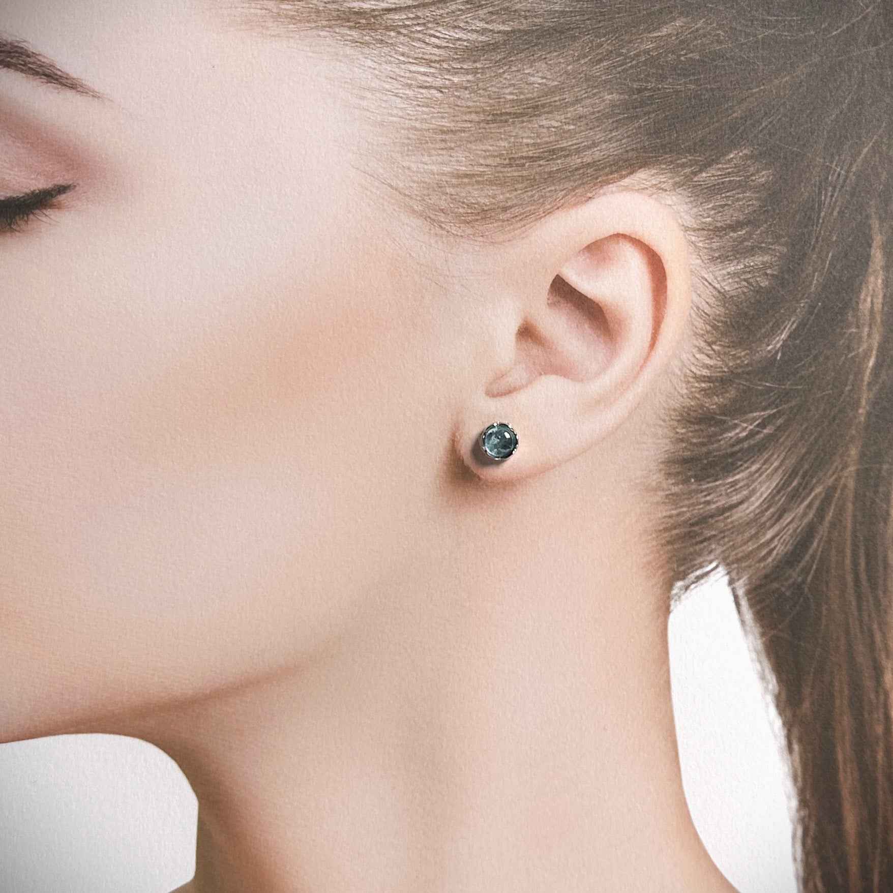 High Quality Aquamarine Silver Stud Earrings