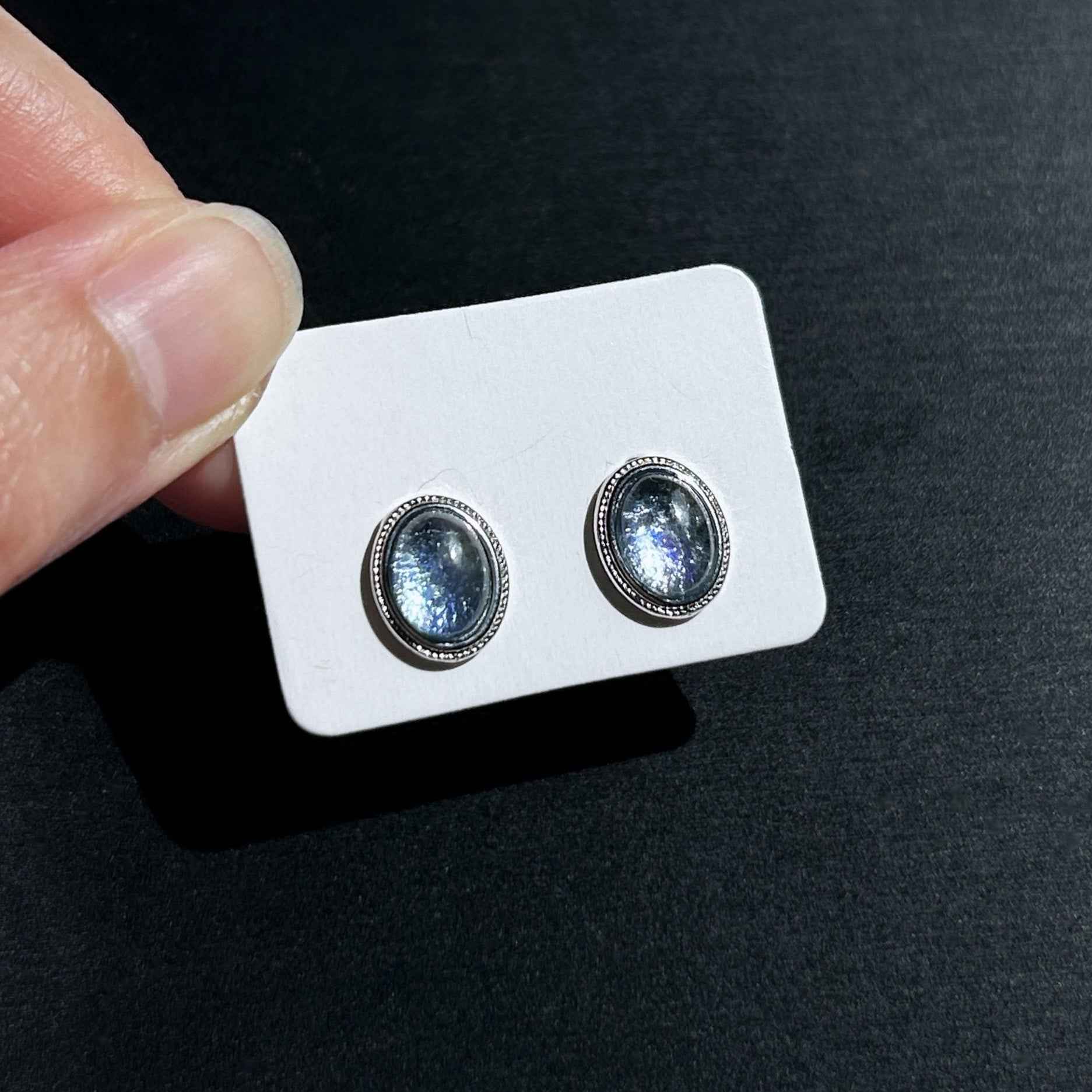 High Quality Aquamarine Silver Stud Earrings