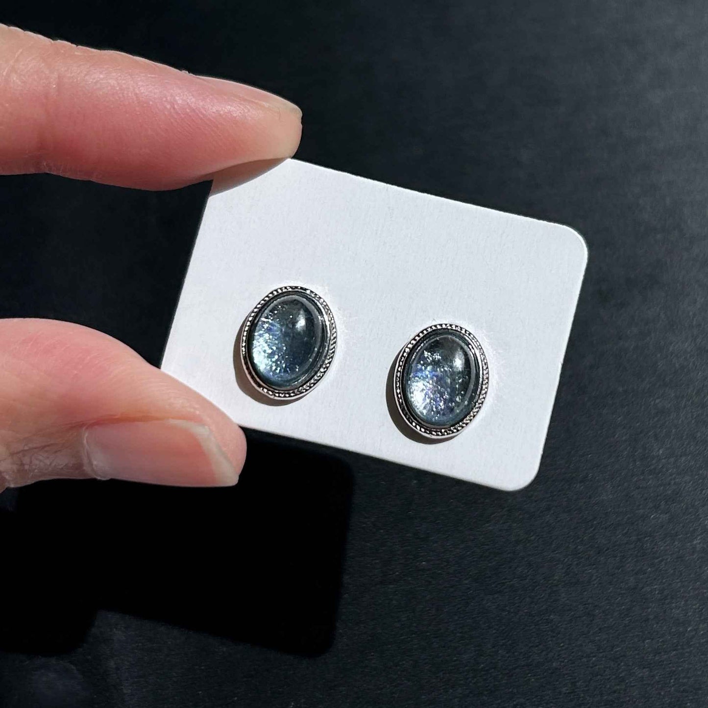 High Quality Aquamarine Silver Stud Earrings