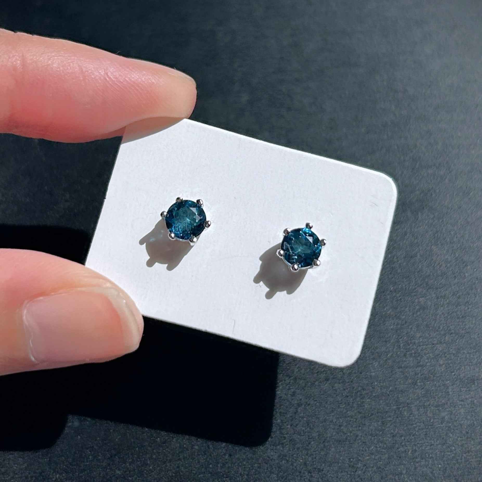 Topaz in London Blue Stud Silver Earrings