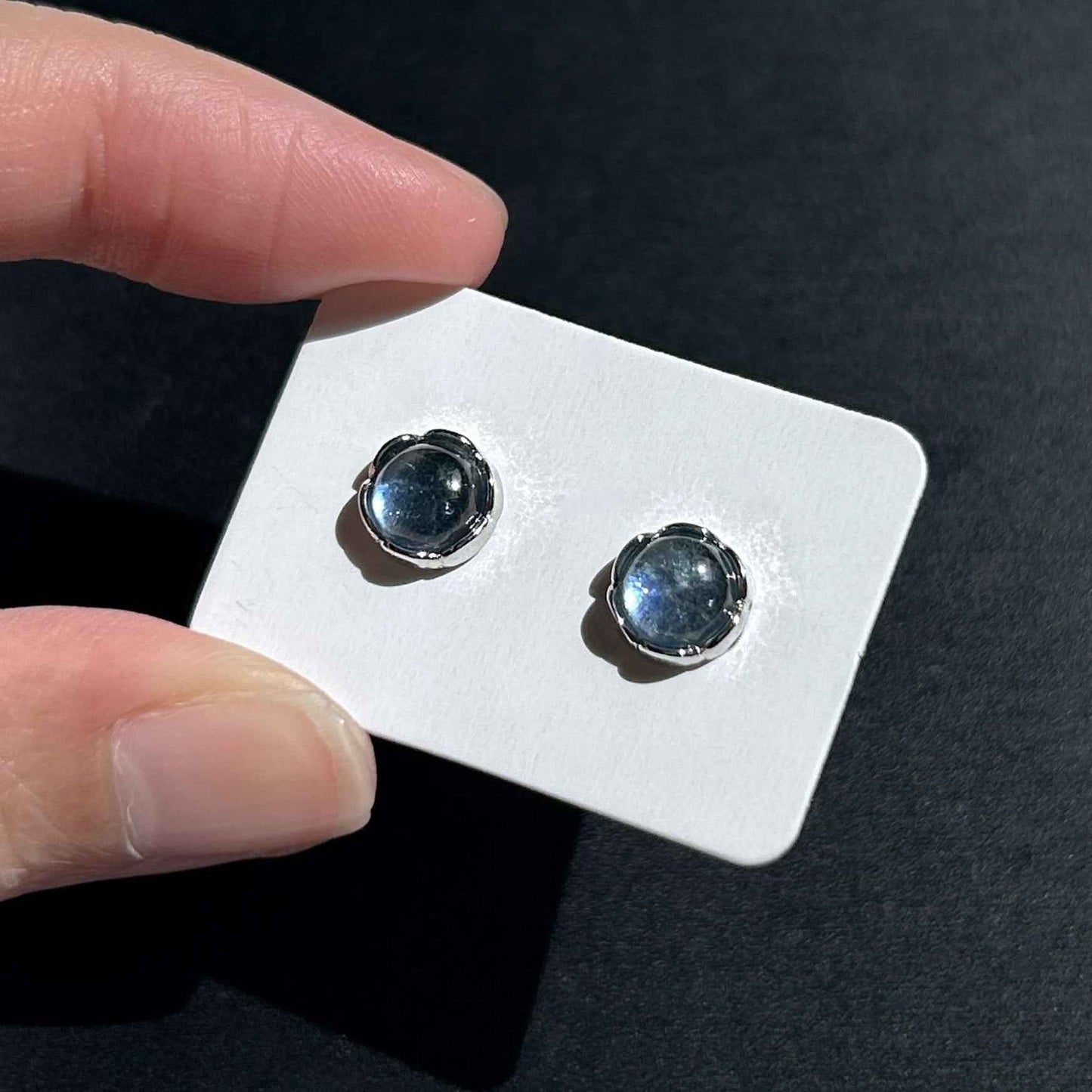 High Quality Aquamarine Silver Stud Earrings